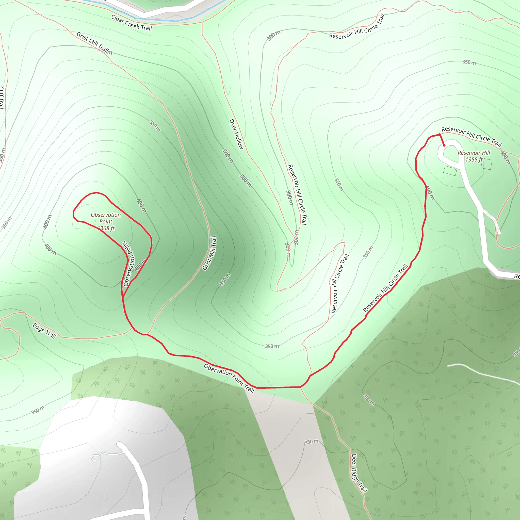 Reservoir Hill Trail and Observation Point Trail mobile static map