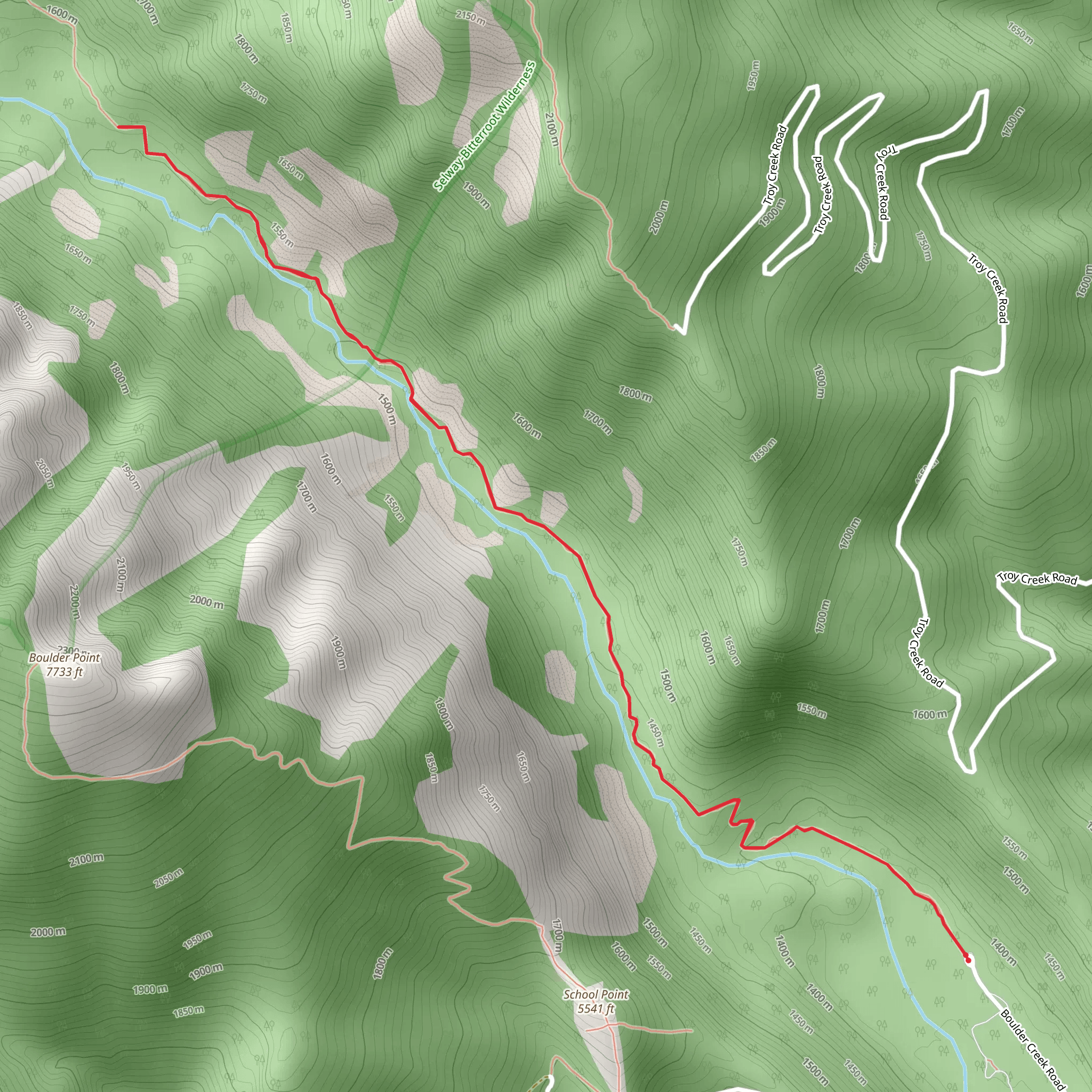 Boulder Creek Trail from Boulder Creek Horse Camp mobile static map