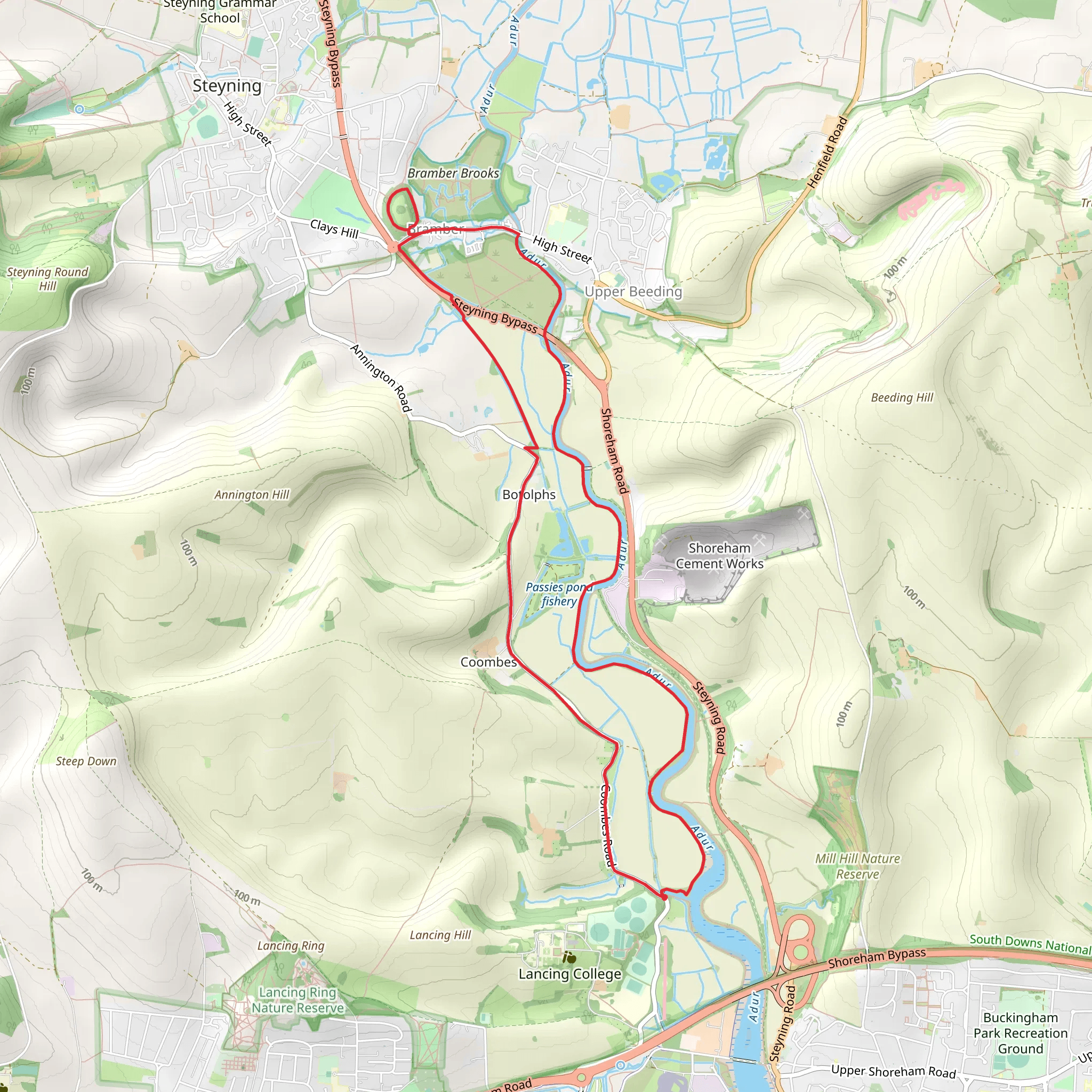 River Dur and Bramber Castle Loop mobile static map