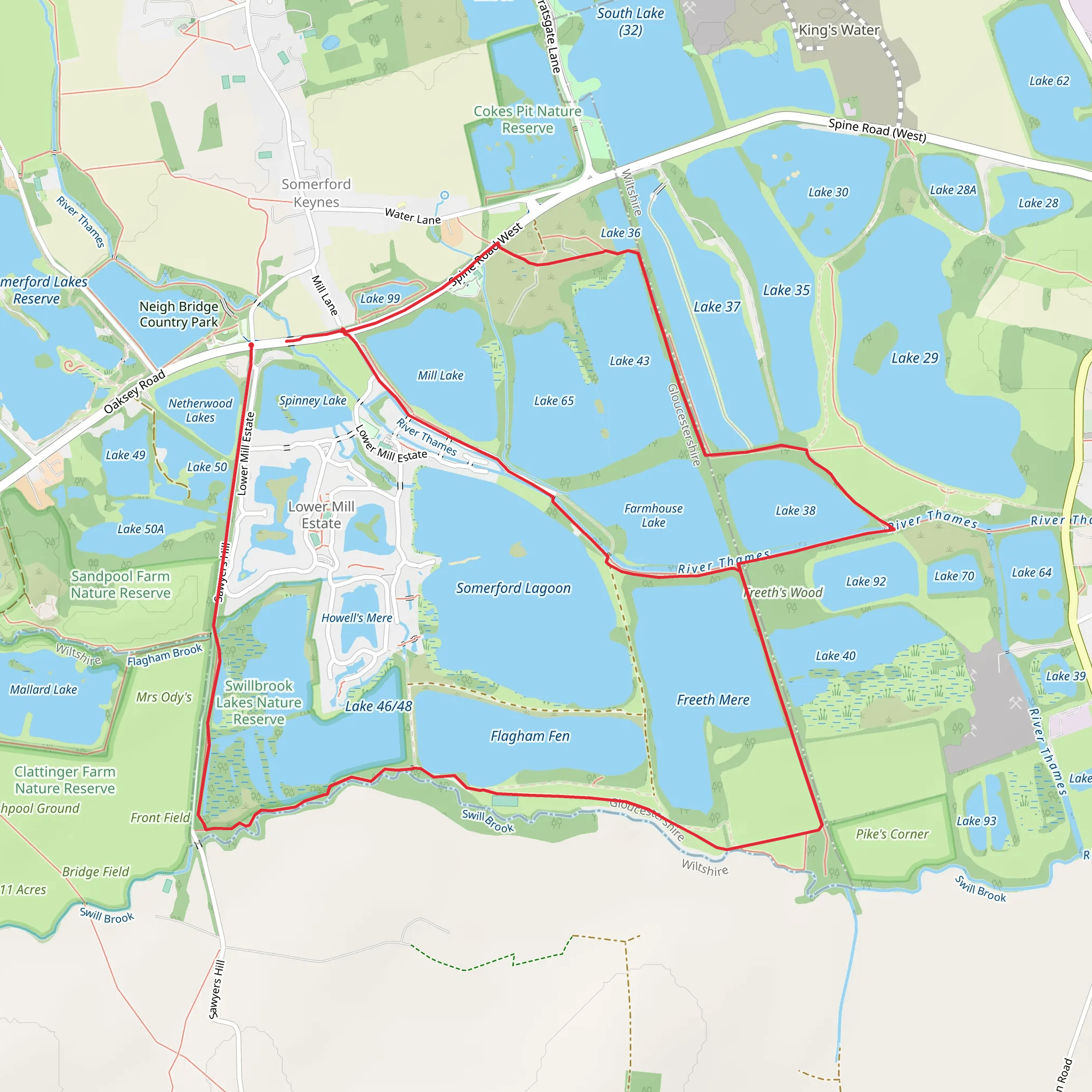 Rivers Thames, Brooks and Lakes mobile static map