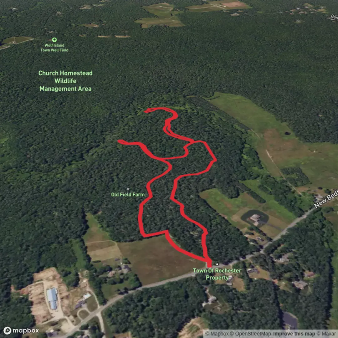 An image depicting the trail Town of Rochester Property Loop and its surrounding area.