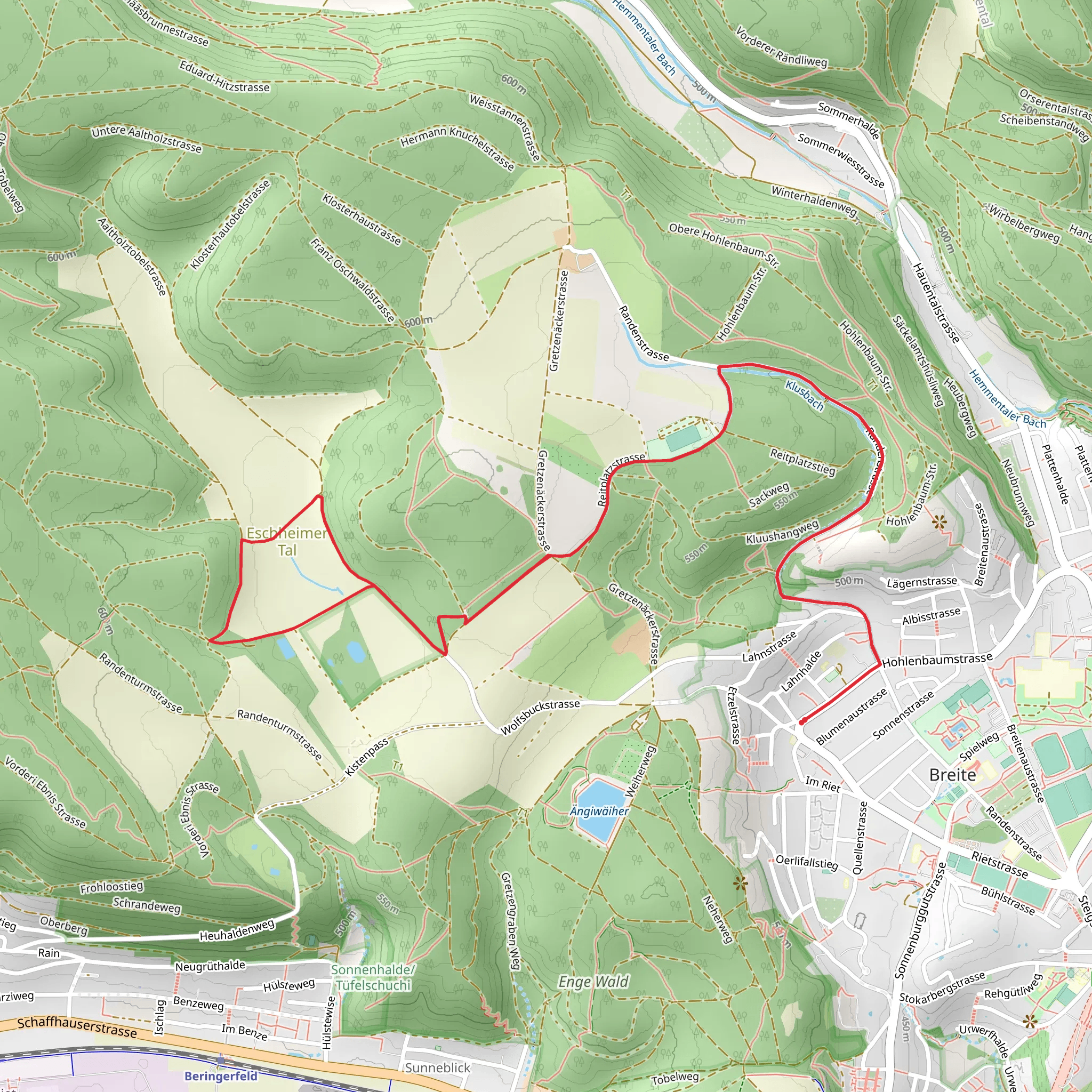 Schaffhausen - Eschheimertalweg Trail mobile static map