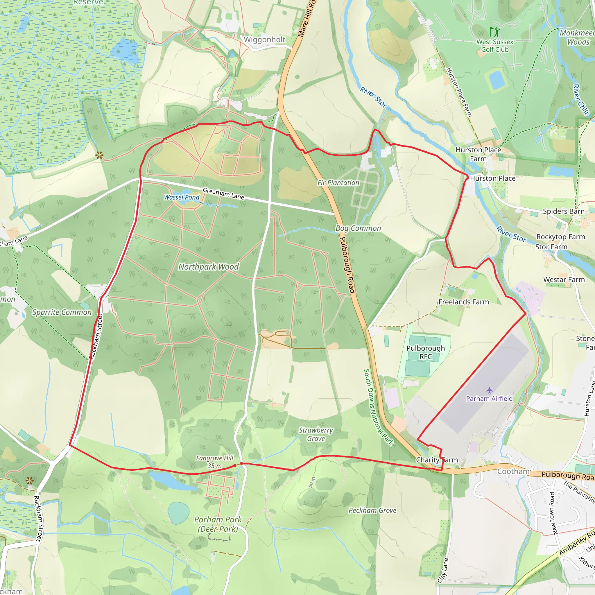 Northpark Wood and Parham Airfield Loop mobile static map