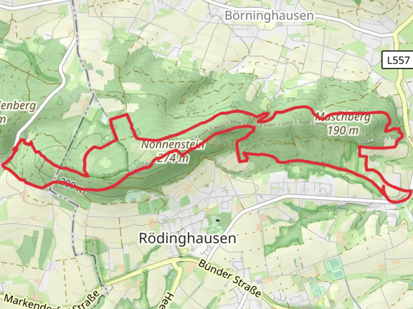 An image depicting the trail Gehle and Maschberg Loop and its surrounding area.