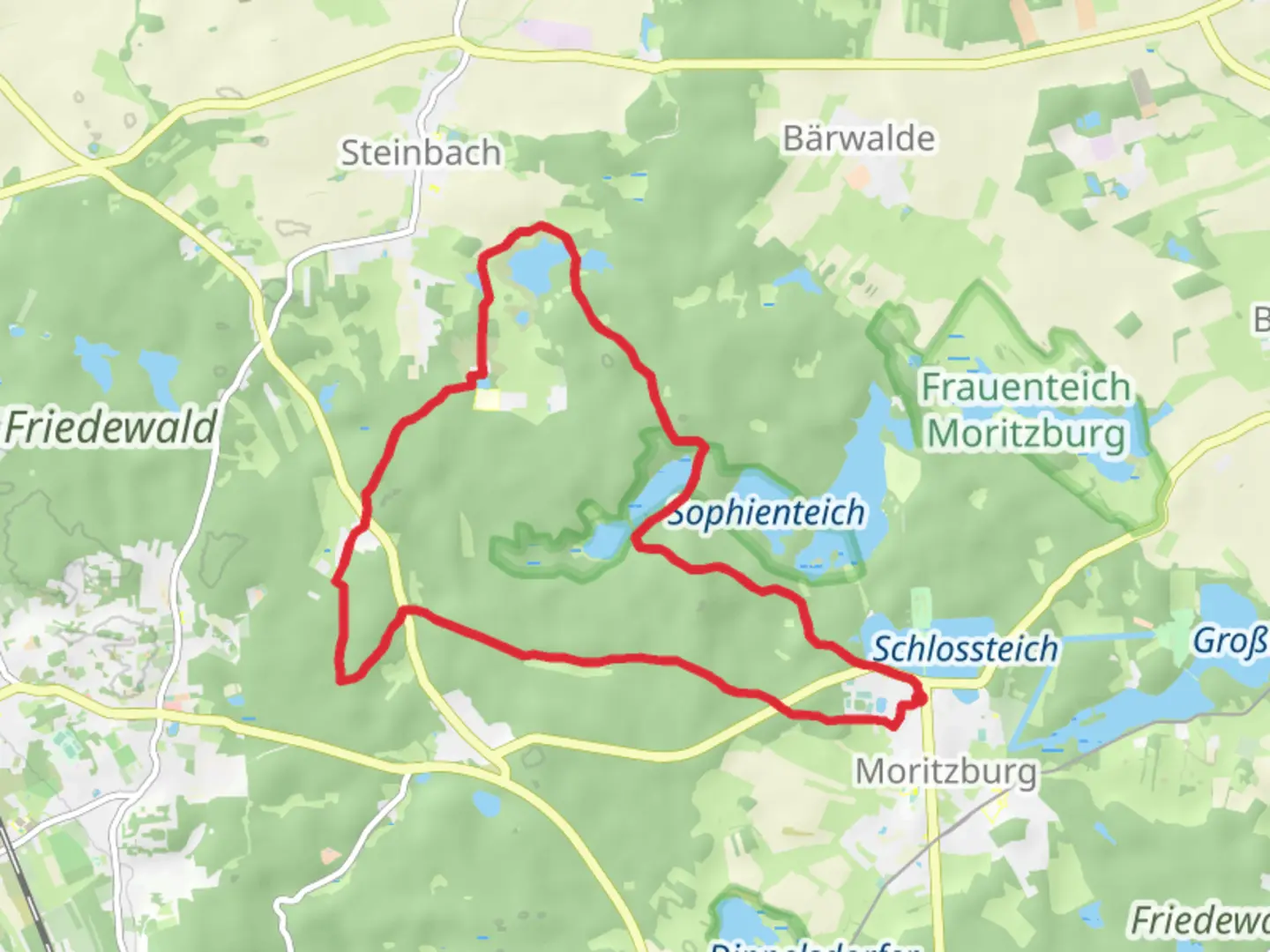 An image depicting the trail Moritzburg and Neuer Anbau Loop via Friedewald and its surrounding area.