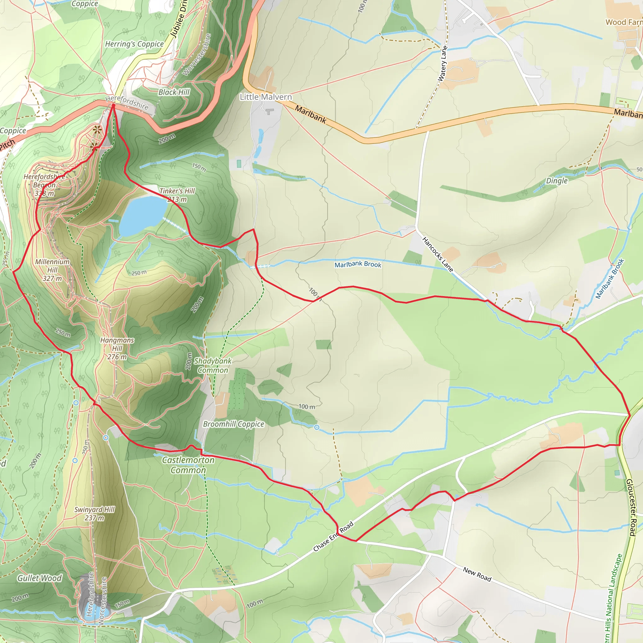 British Camp and Herefordshire Beacon mobile static map