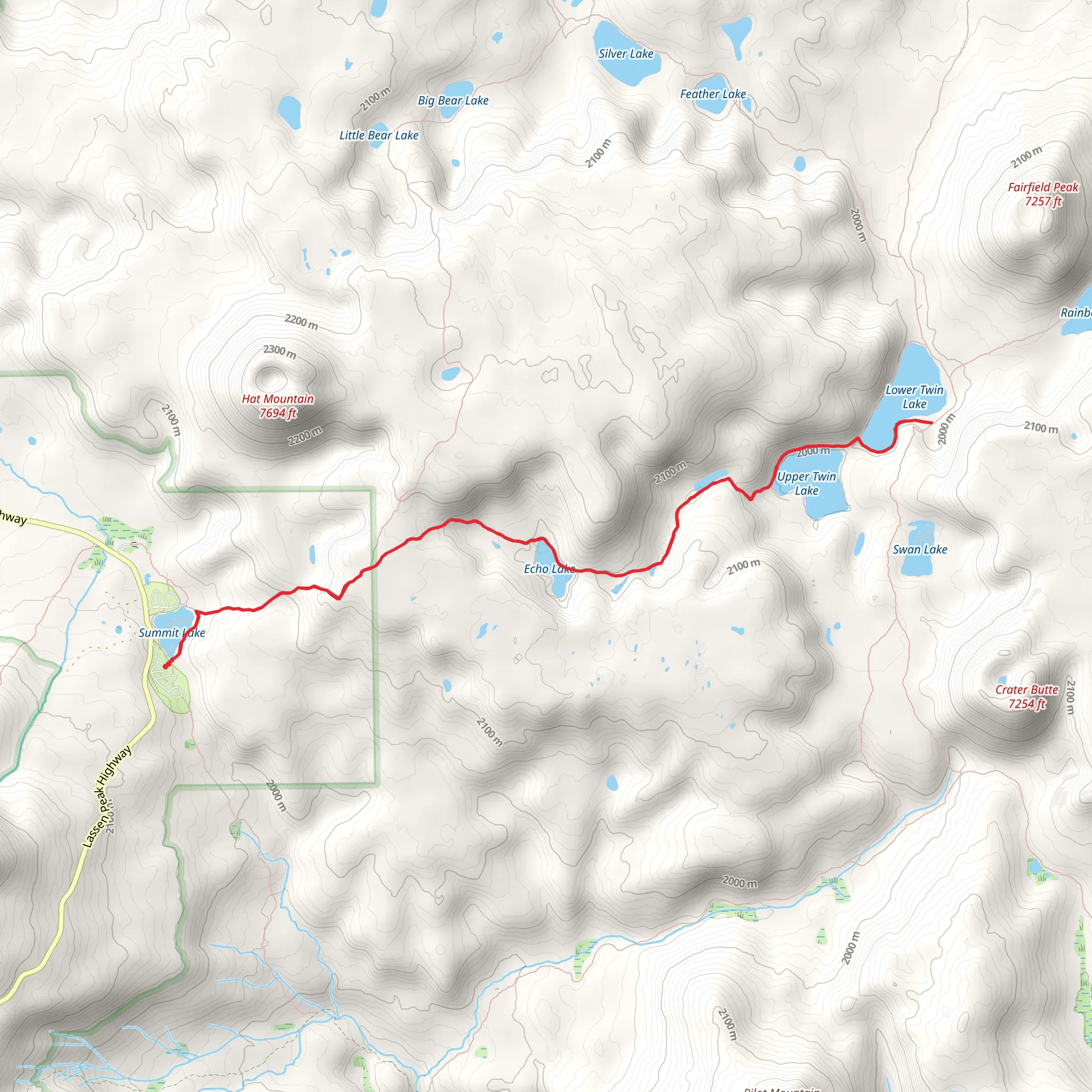 Lower Twin Lake South Shore Trail from Summit Lake mobile static map