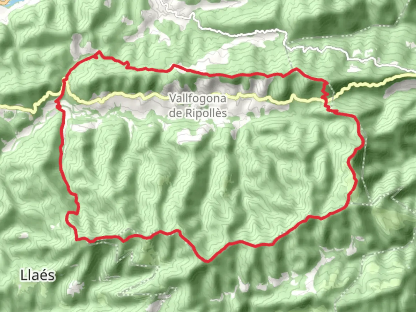 An image depicting the trail Vallfogona de Ripolles Trail PR C 59 and its surrounding area.