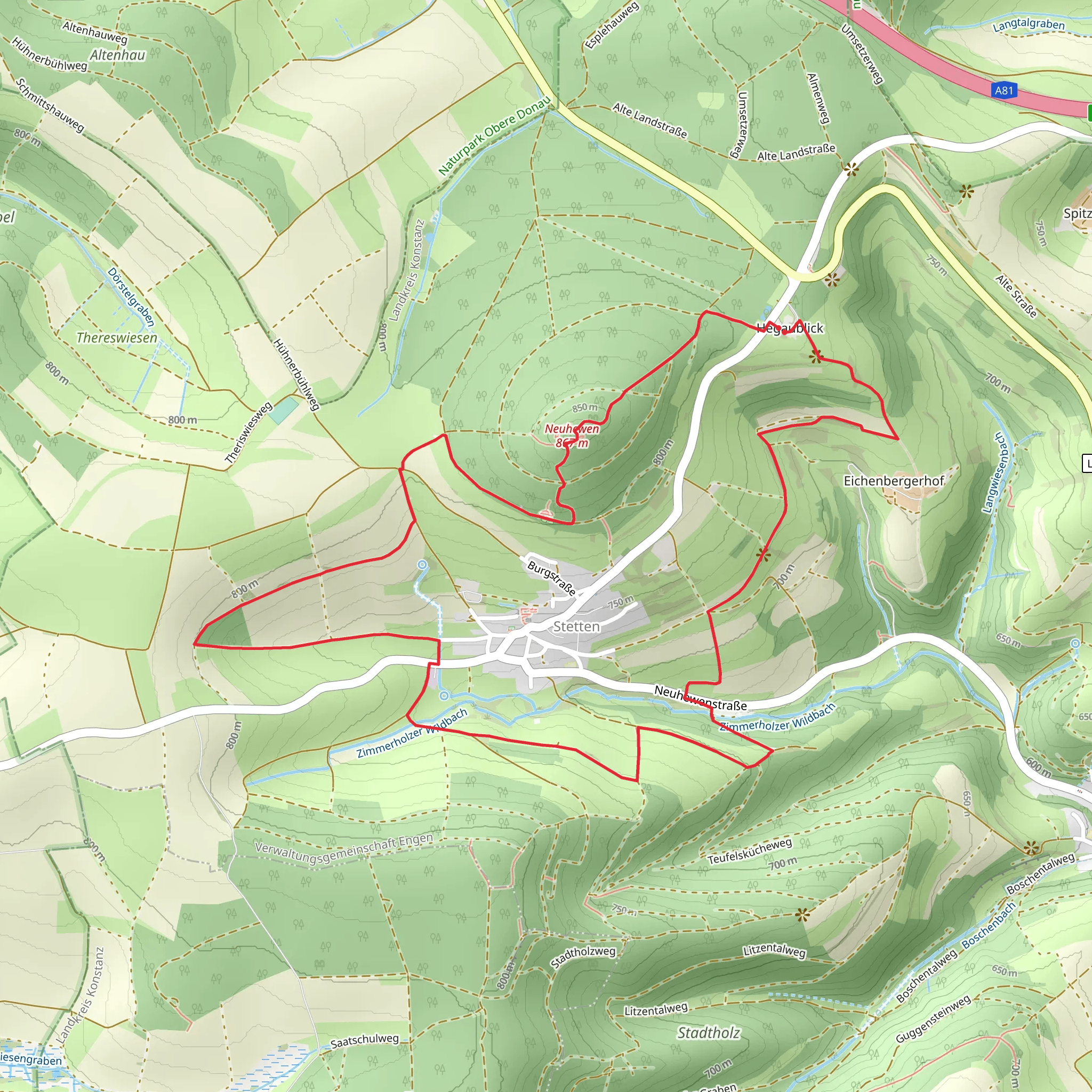Neuhewen Loop via Schwarzwald mobile static map