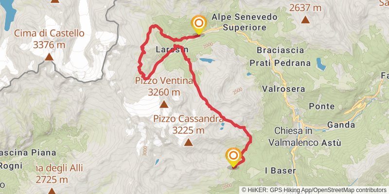 Alta Via Valmalenco stage 2 Map