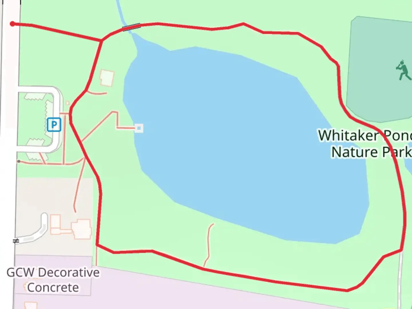 An image depicting the trail Whitaker Ponds Nature Park Loop and its surrounding area.