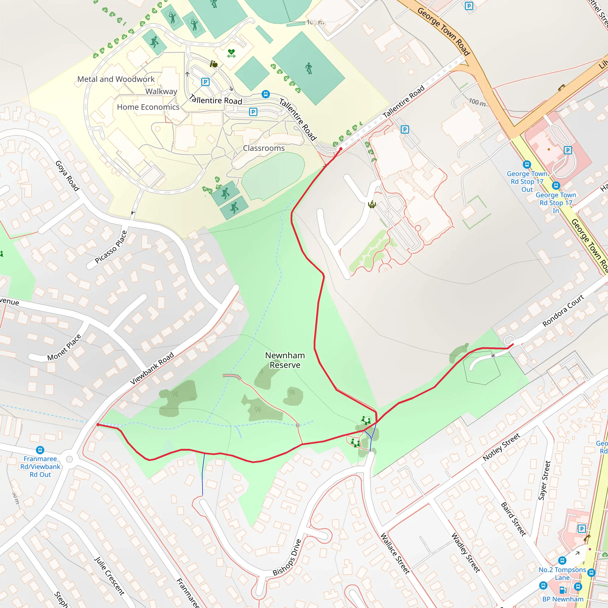 Newnham Trail mobile static map