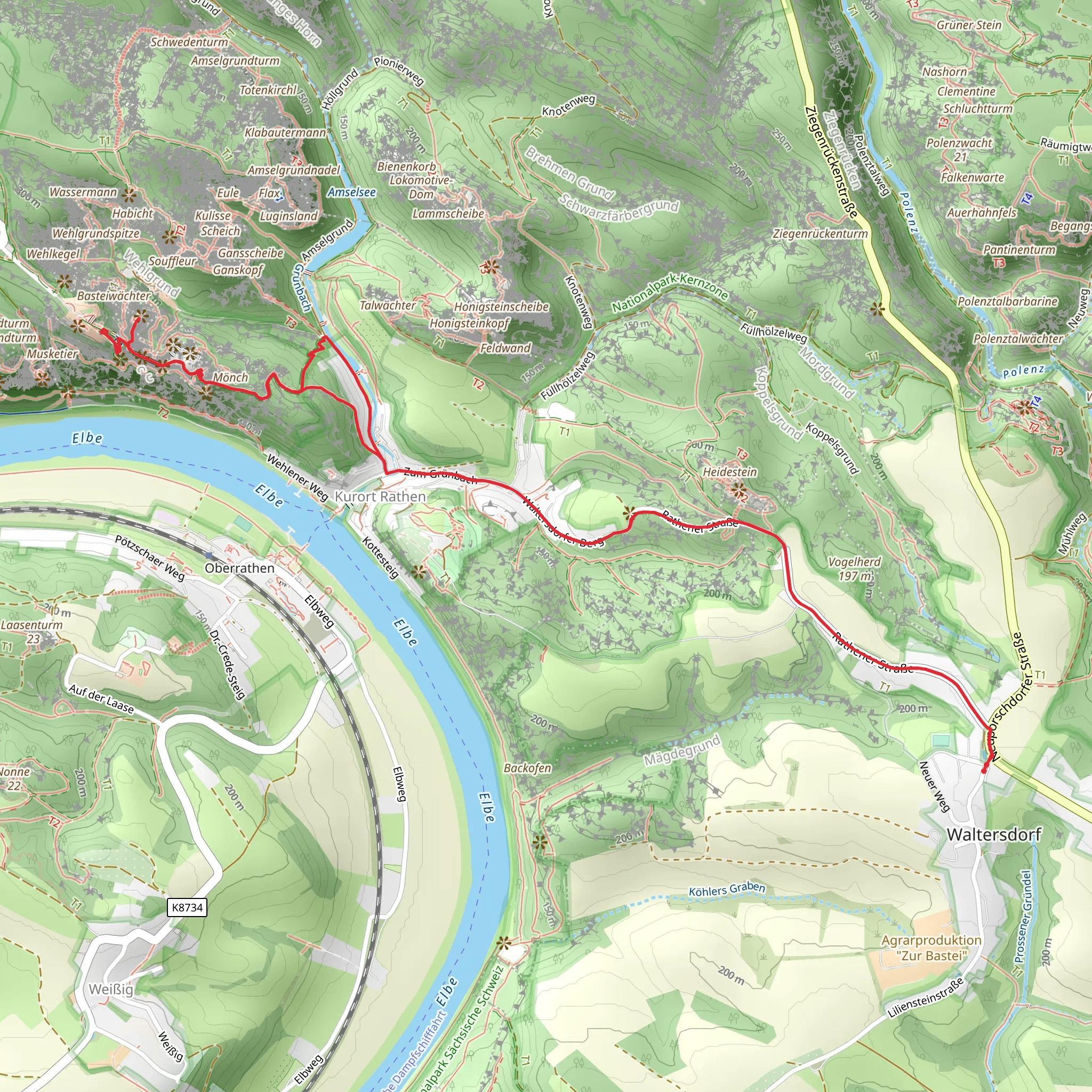 Großer Rundweg and Bastei Rundweg mobile static map