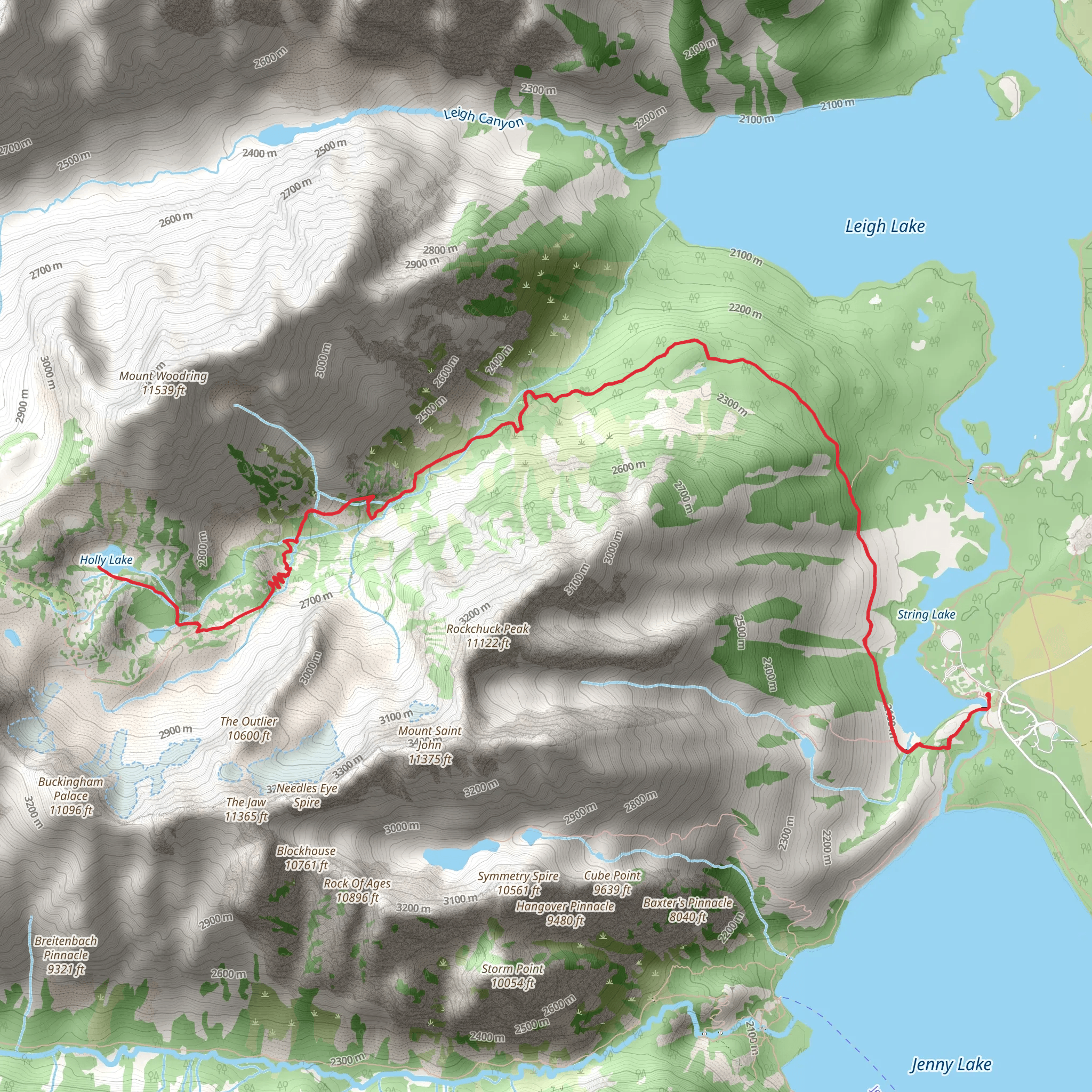 Holly Lake via String Lake Trail mobile static map