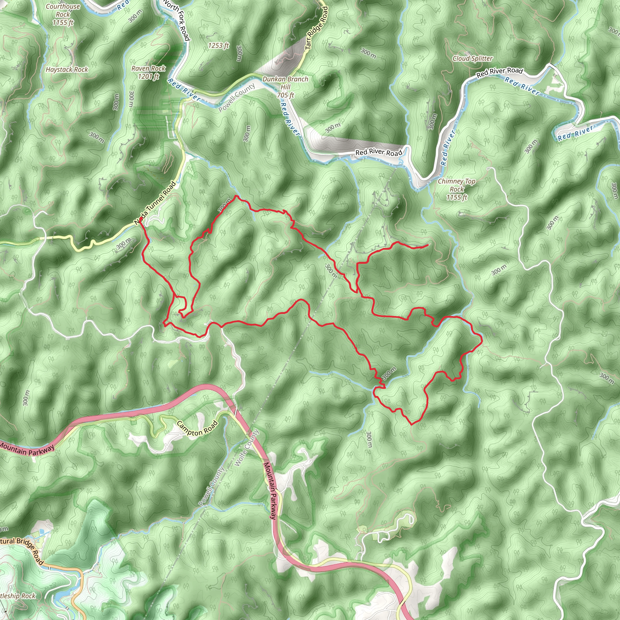 Rough, Hanson's Point and Koomer Ridge Loop Trail mobile static map
