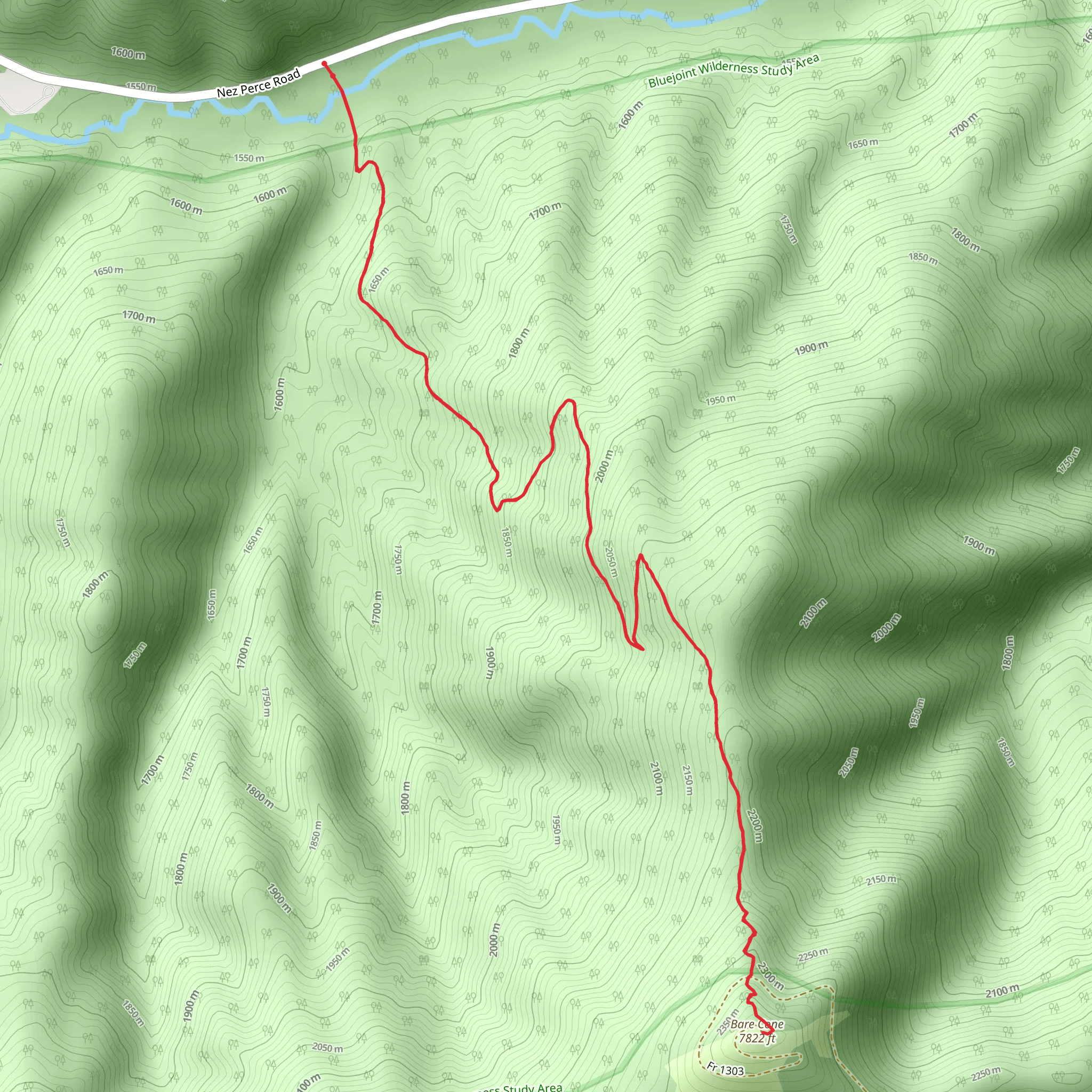 Bare Cone Trail mobile static map