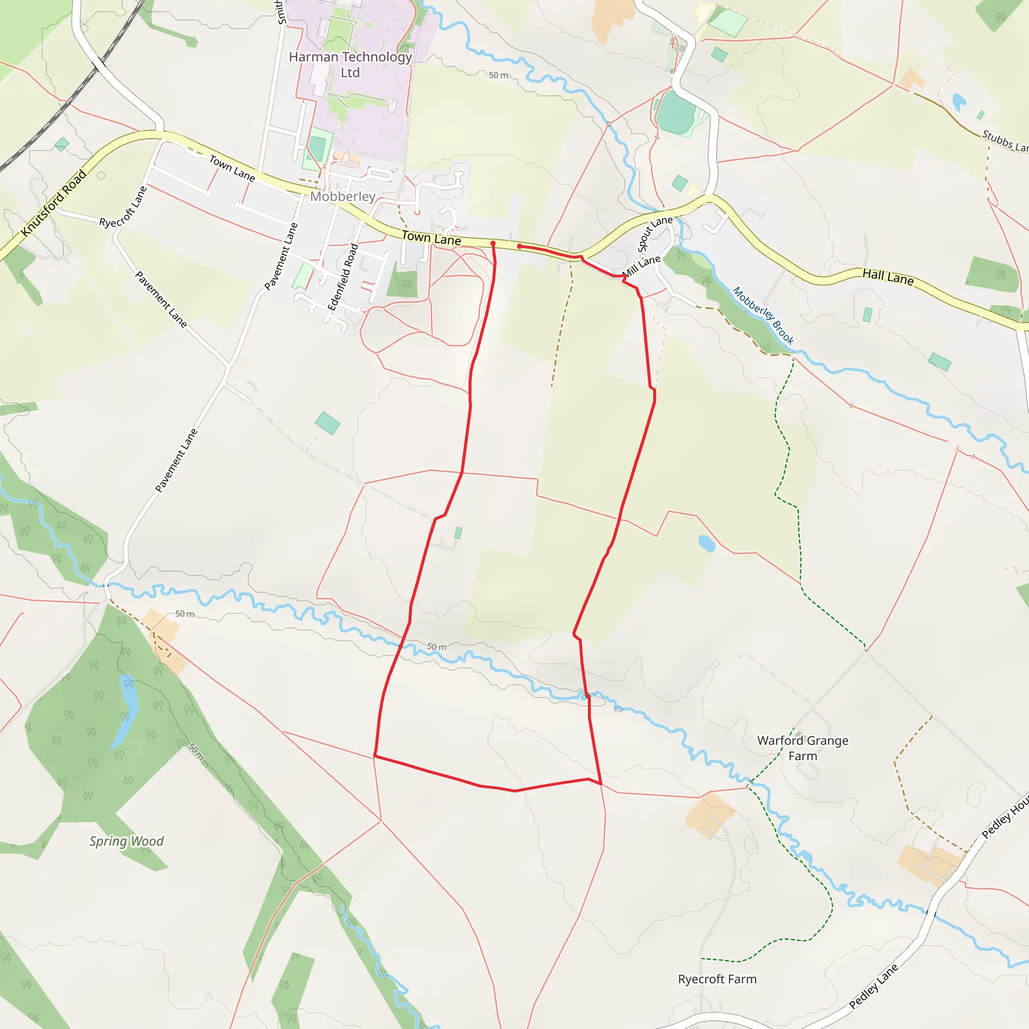 Mobberley Loop Walk mobile static map