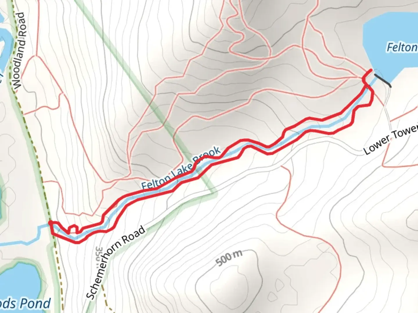 An image depicting the trail Felton Lake Loop and its surrounding area.