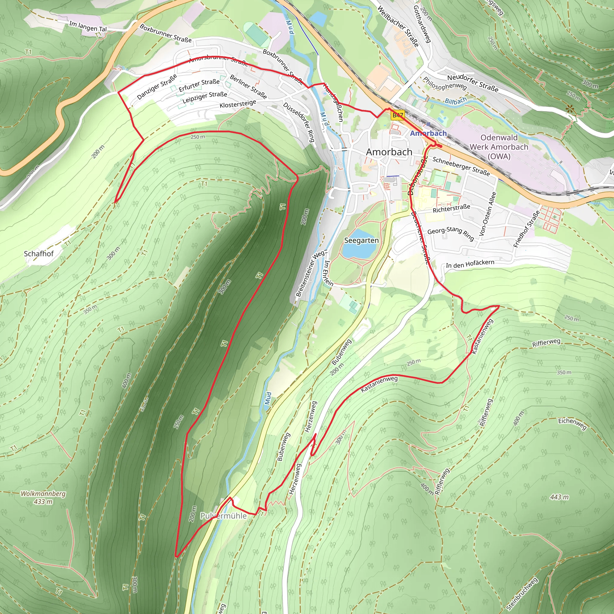Kastanienweg and Amorbach mobile static map