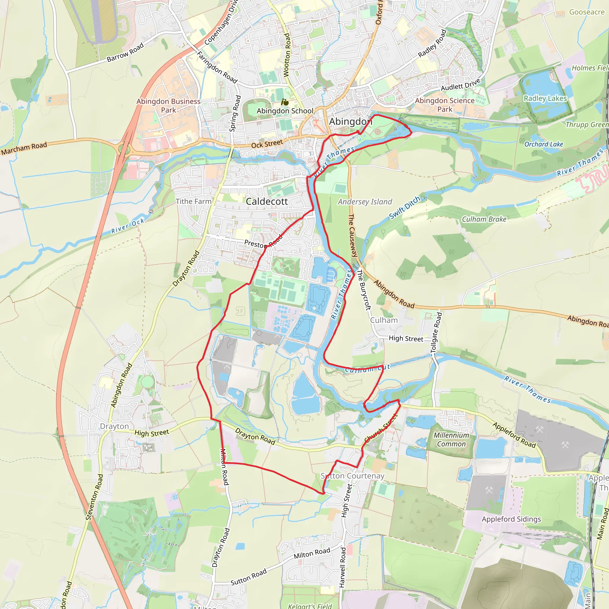 Abingdon Circular Walk mobile static map