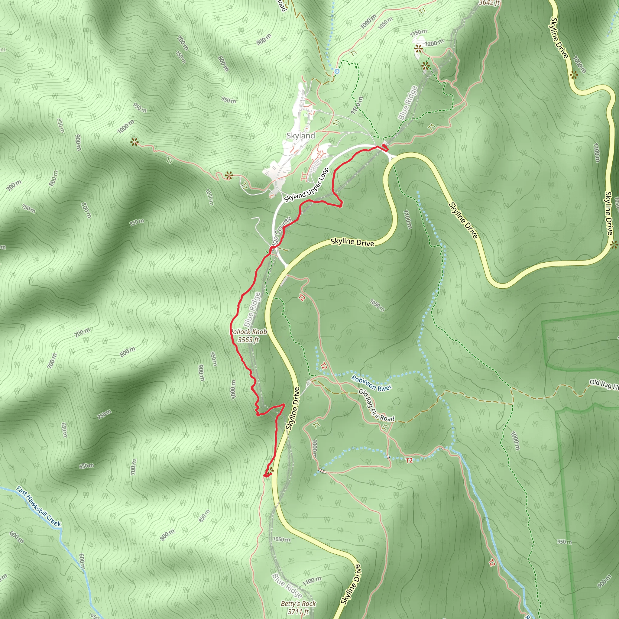 Appalachian Trail from Skyland Upper Loop mobile static map