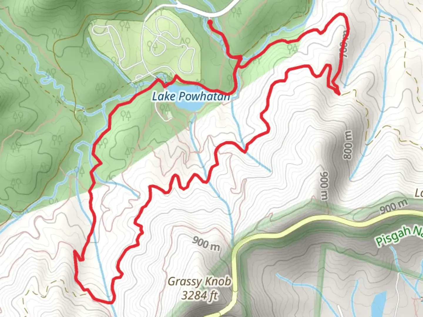 An image depicting the trail Lake Powhatan and Pine Tree Loop and its surrounding area.