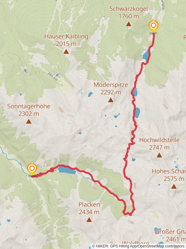 Untertal to Steirischer Bodensee Lake via Neualmscharte mobile static map