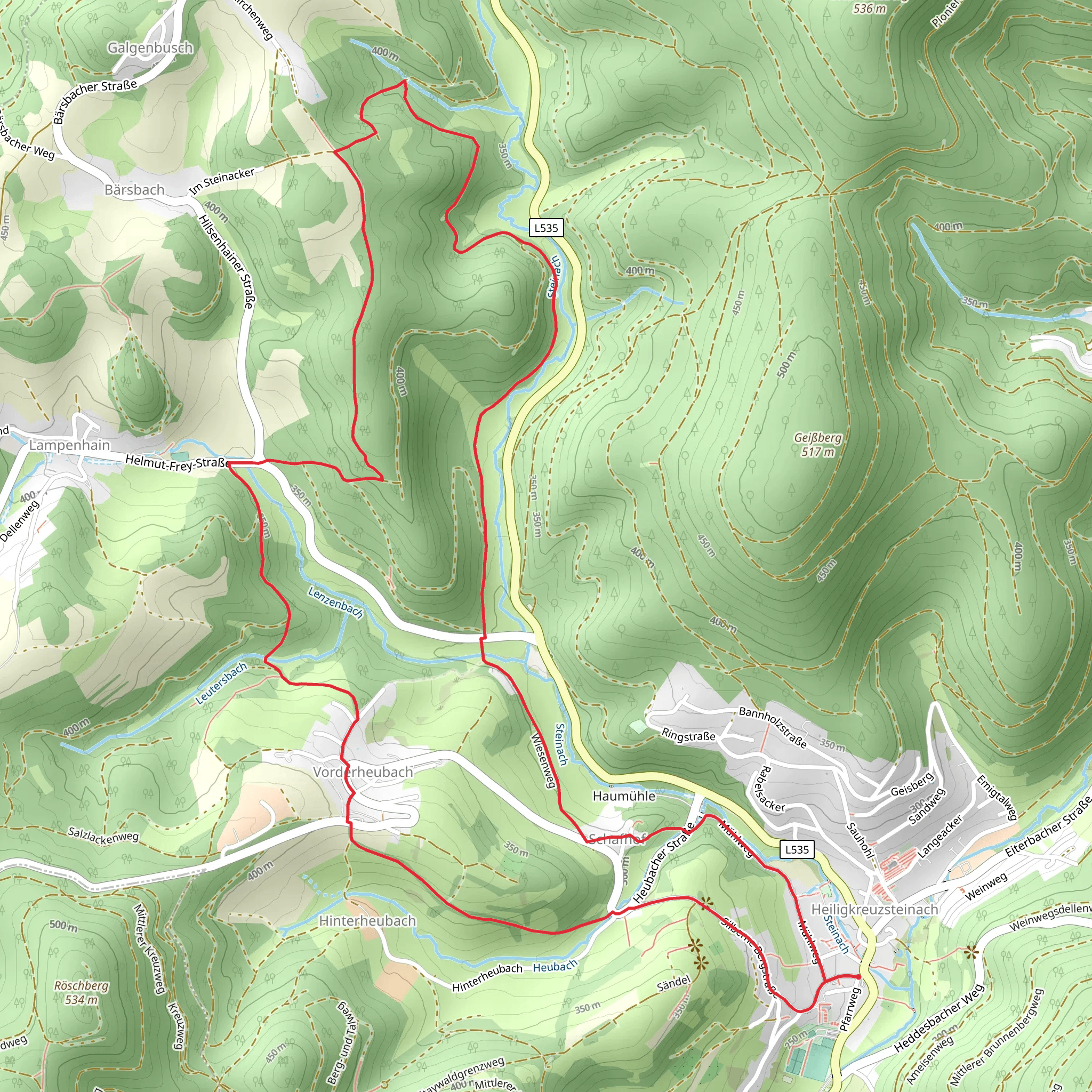 Heiligkreuzsteinach and Vorderheubach Loop mobile static map