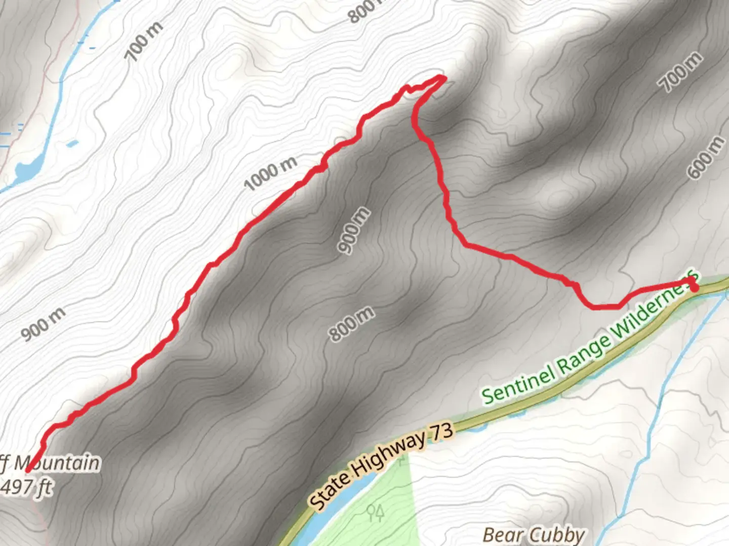An image depicting the trail Pitchoff Mountain via Pitchoff Mountain Trail and its surrounding area.