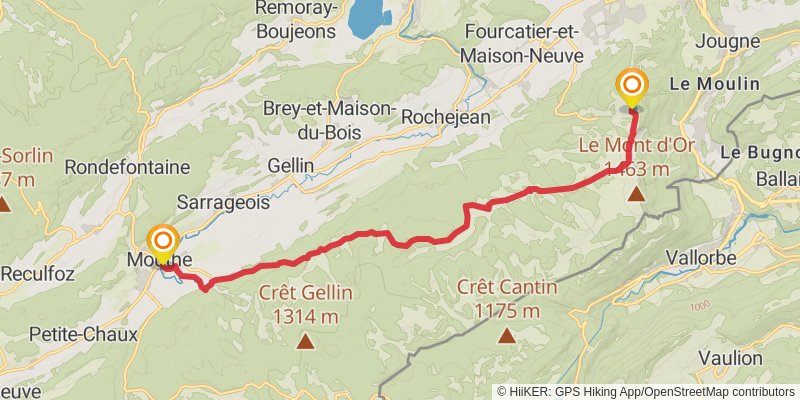 GR 509 - GTJ la Grande Traversée du Jura stage 12 Map