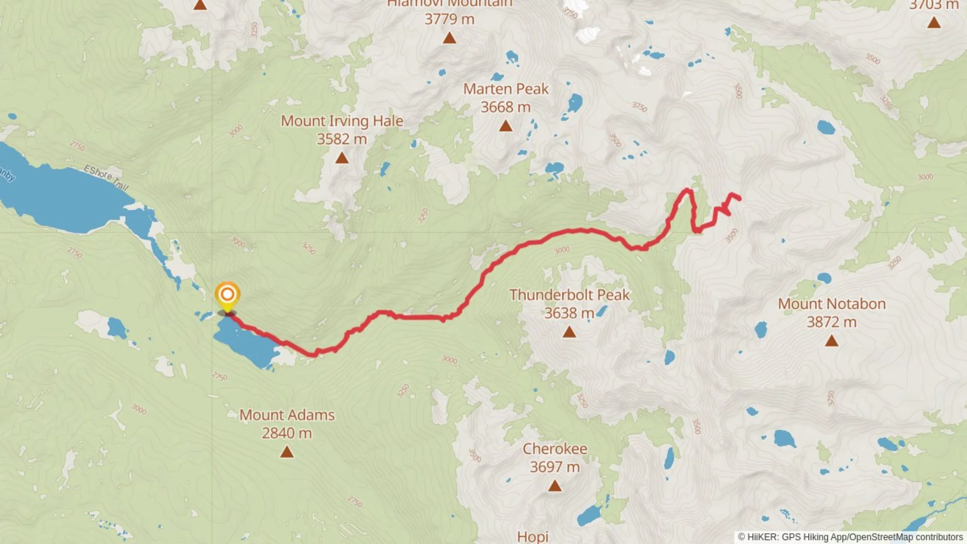An image depicting the trail Buchanan Creek via Buchanan Pass Trail and its surrounding area.