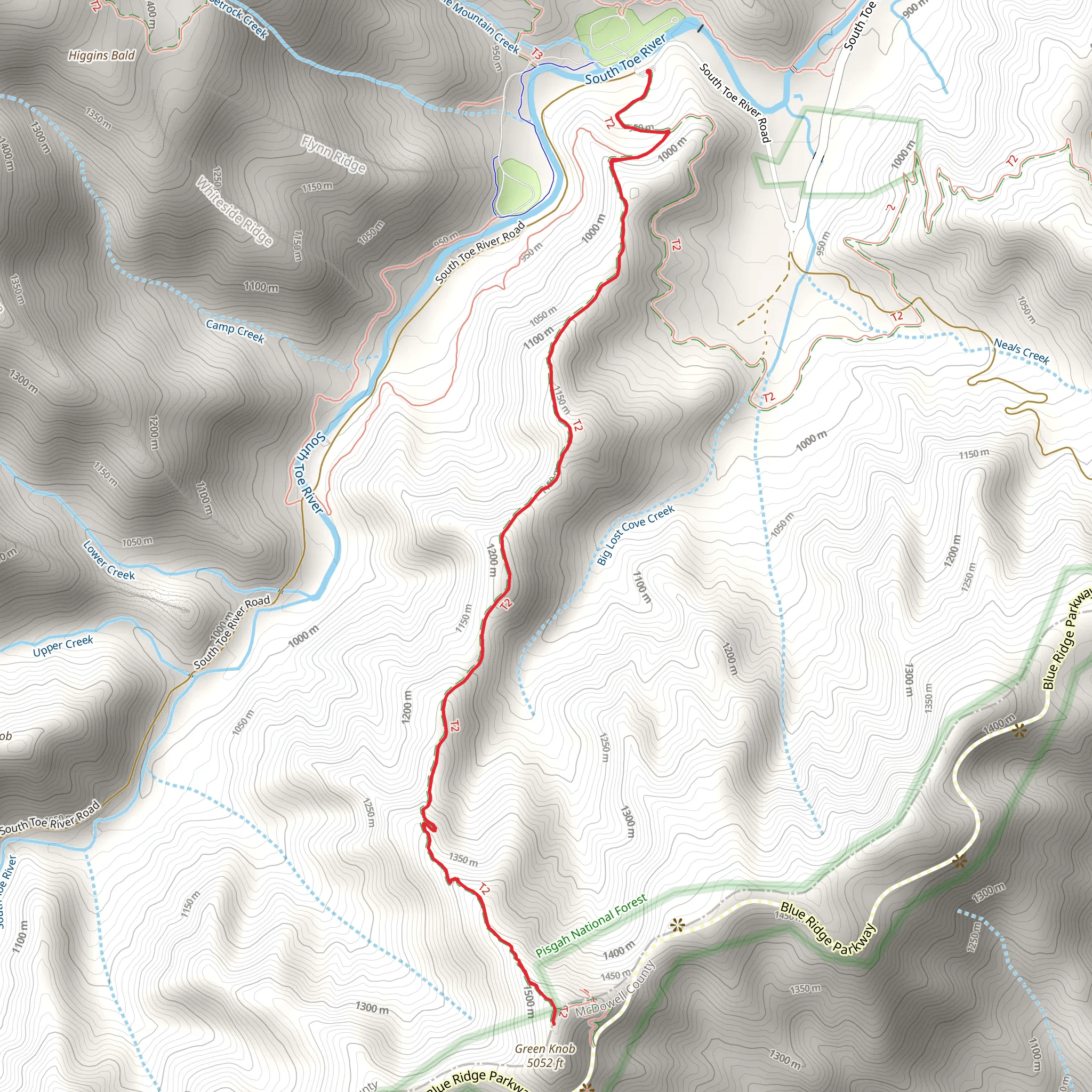 Green Knob Trail mobile static map