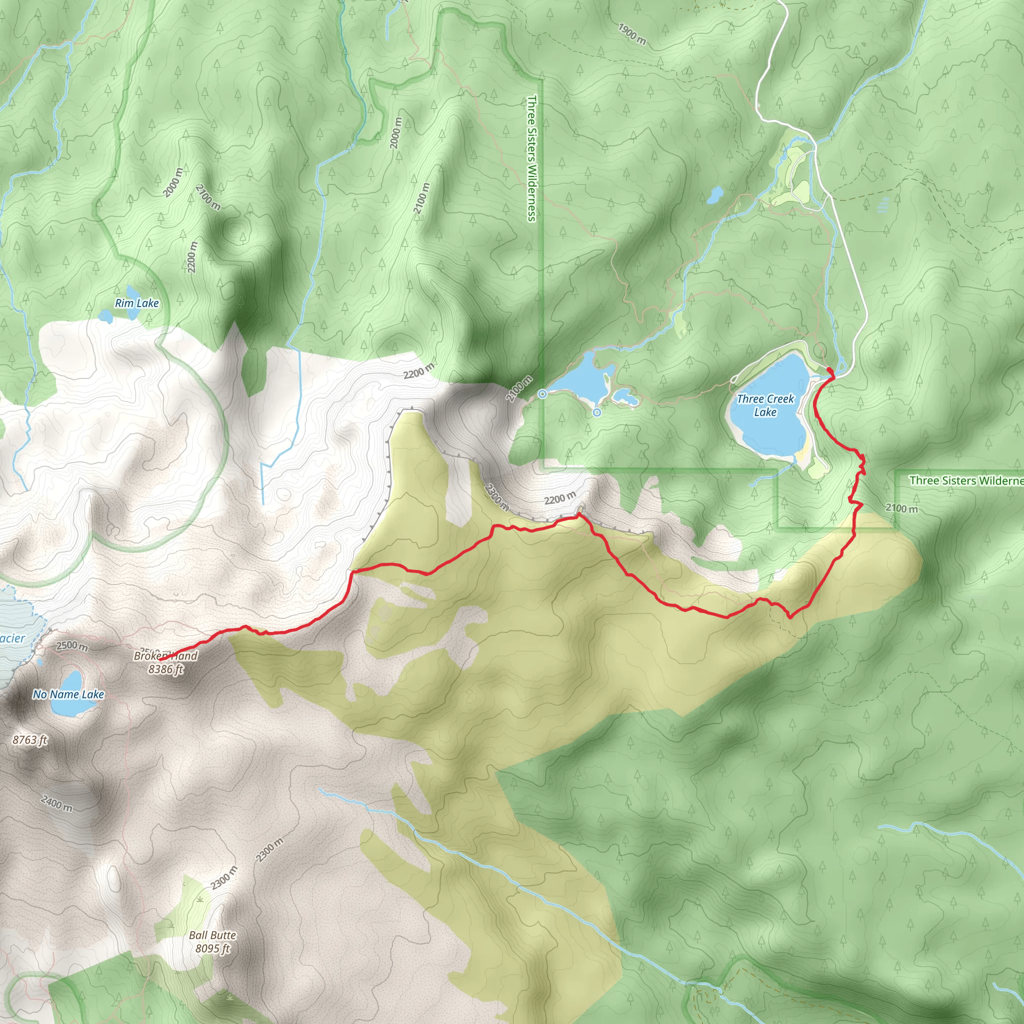Broken Hand via Tam McArthur Rim Trail mobile static map