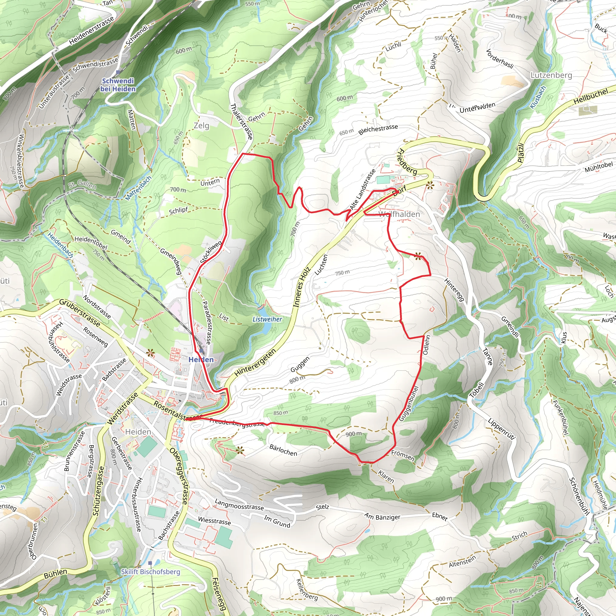 Wolfhalden - Heiden Loop Trail mobile static map
