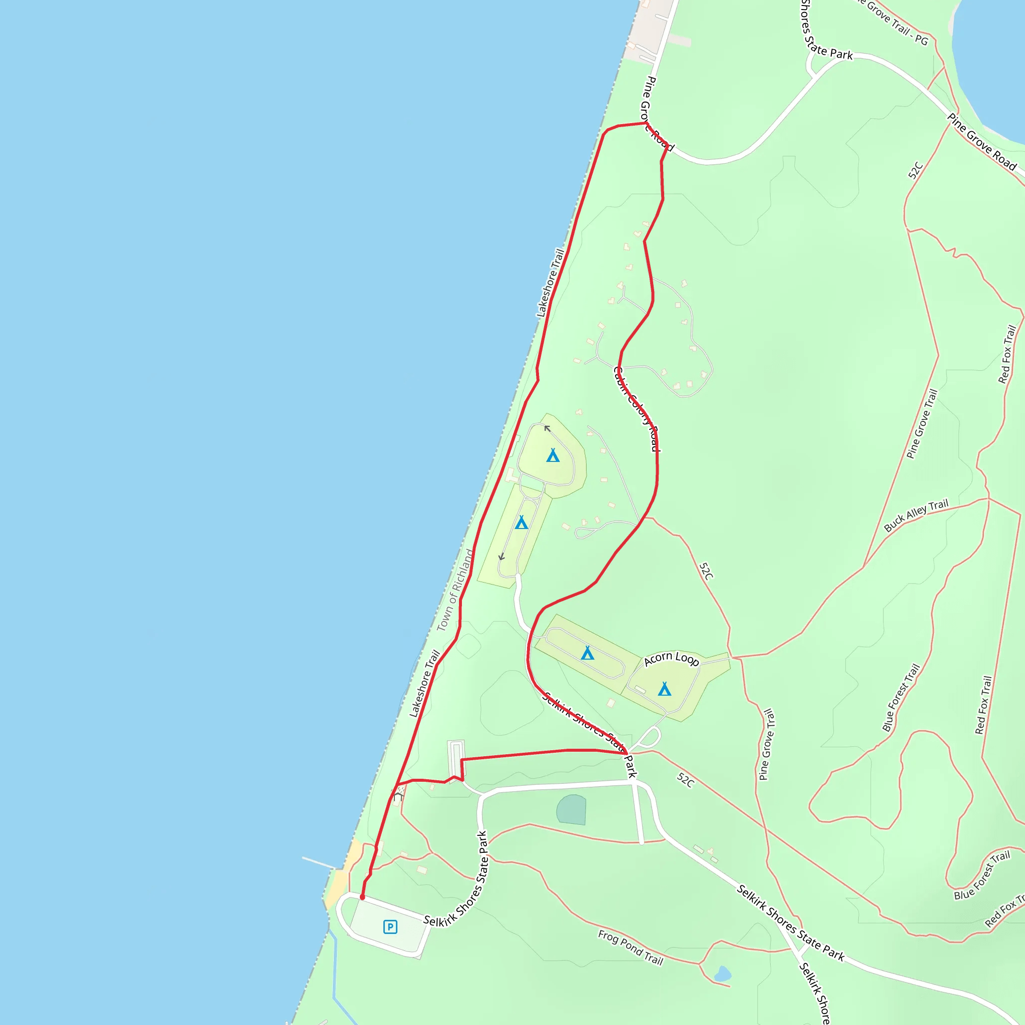 Lakeshore Loop Trail - Selkirk Shores State Park mobile static map