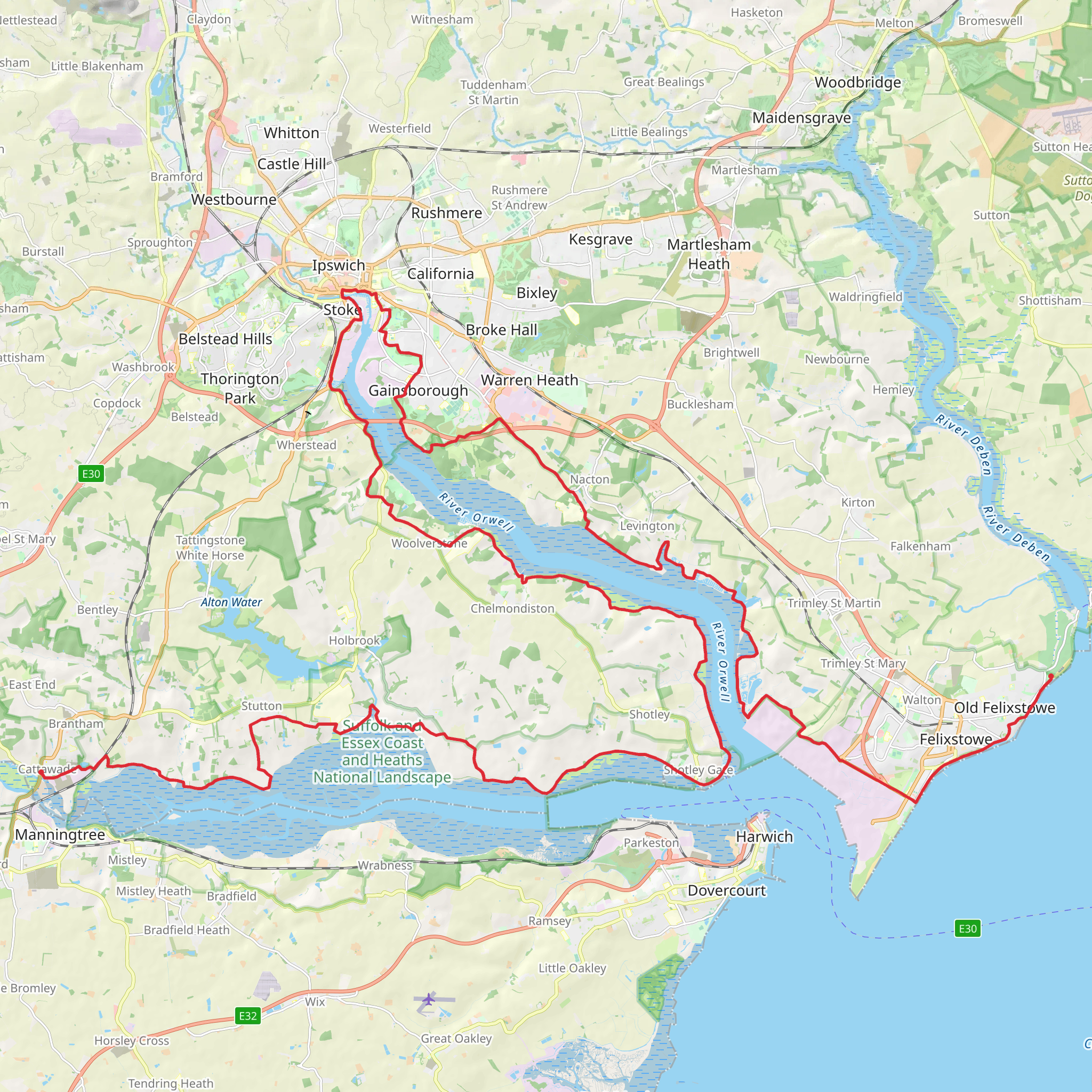 Stour and Orwell Walk mobile static map