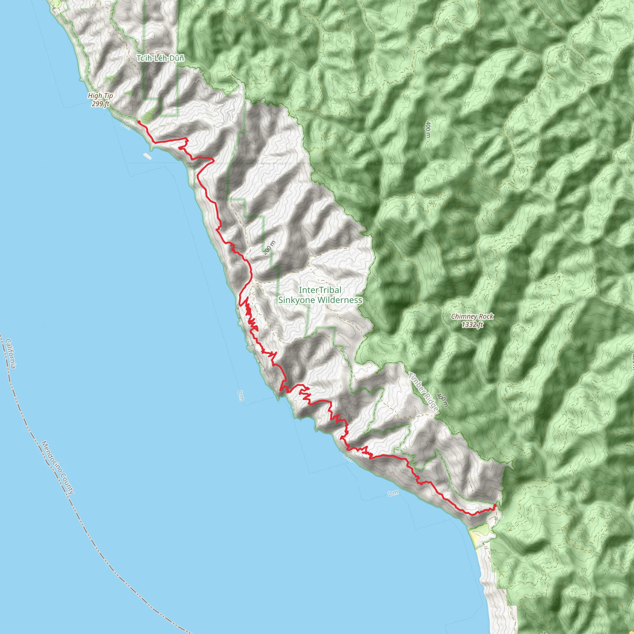 Hotel Gulcht Camp to Orchard Camp - Lost Coast Trail mobile static map