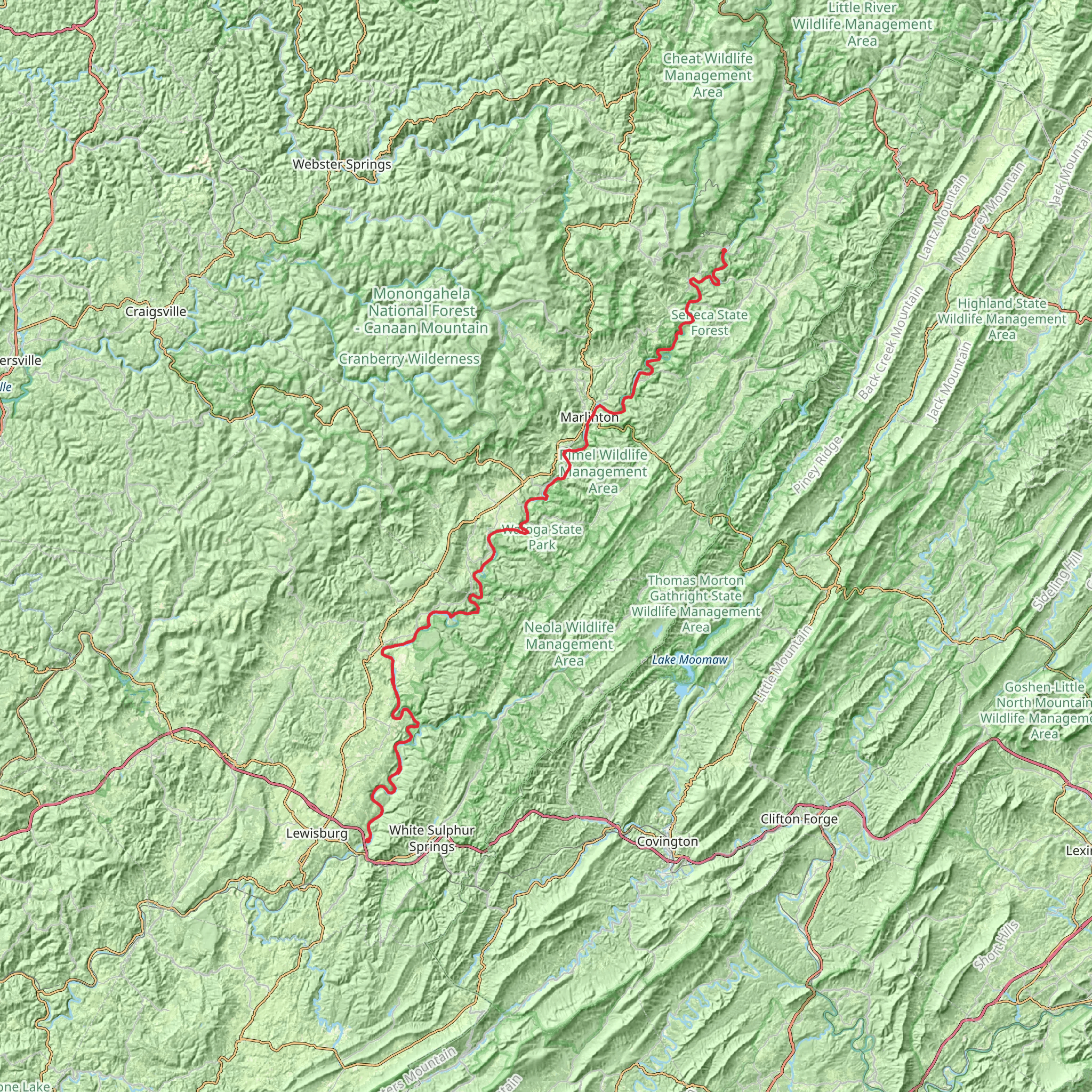Greenbrier River Trail mobile static map