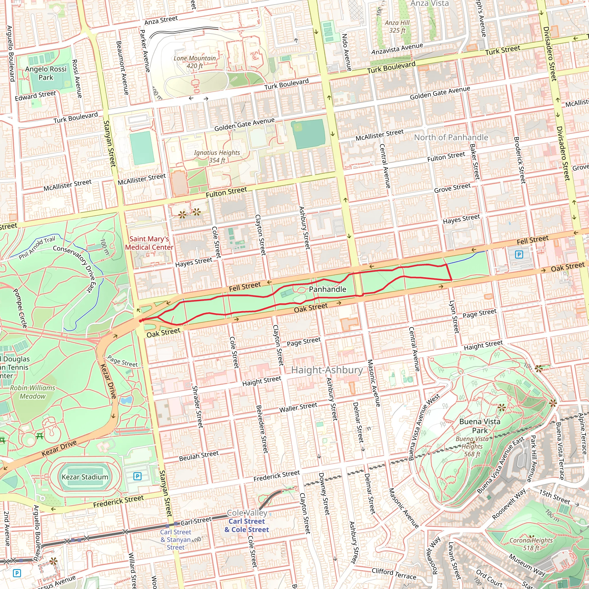 The Panhandle Park Loop mobile static map