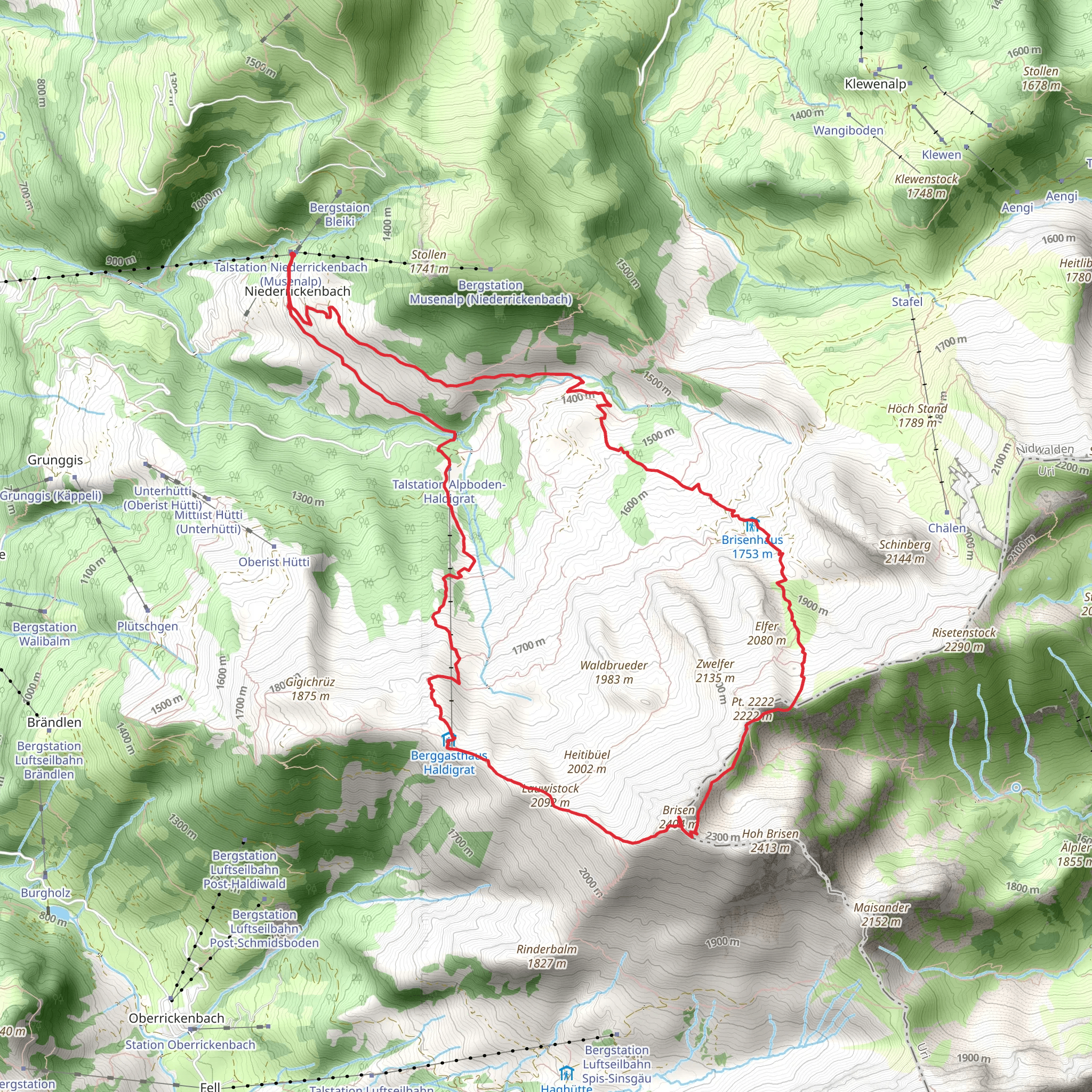 Mountain tour over Brisen mobile static map