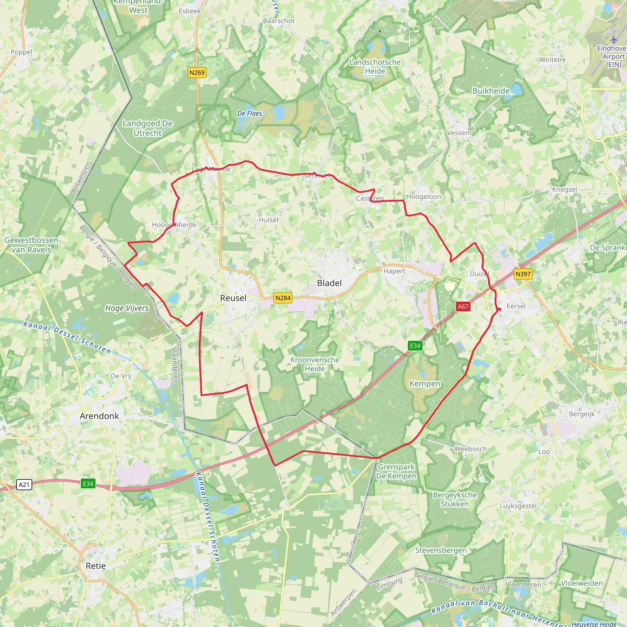 Postelseweg, Turnhoutseweg, Kuitenrode and Neterselsedijk Loop mobile static map
