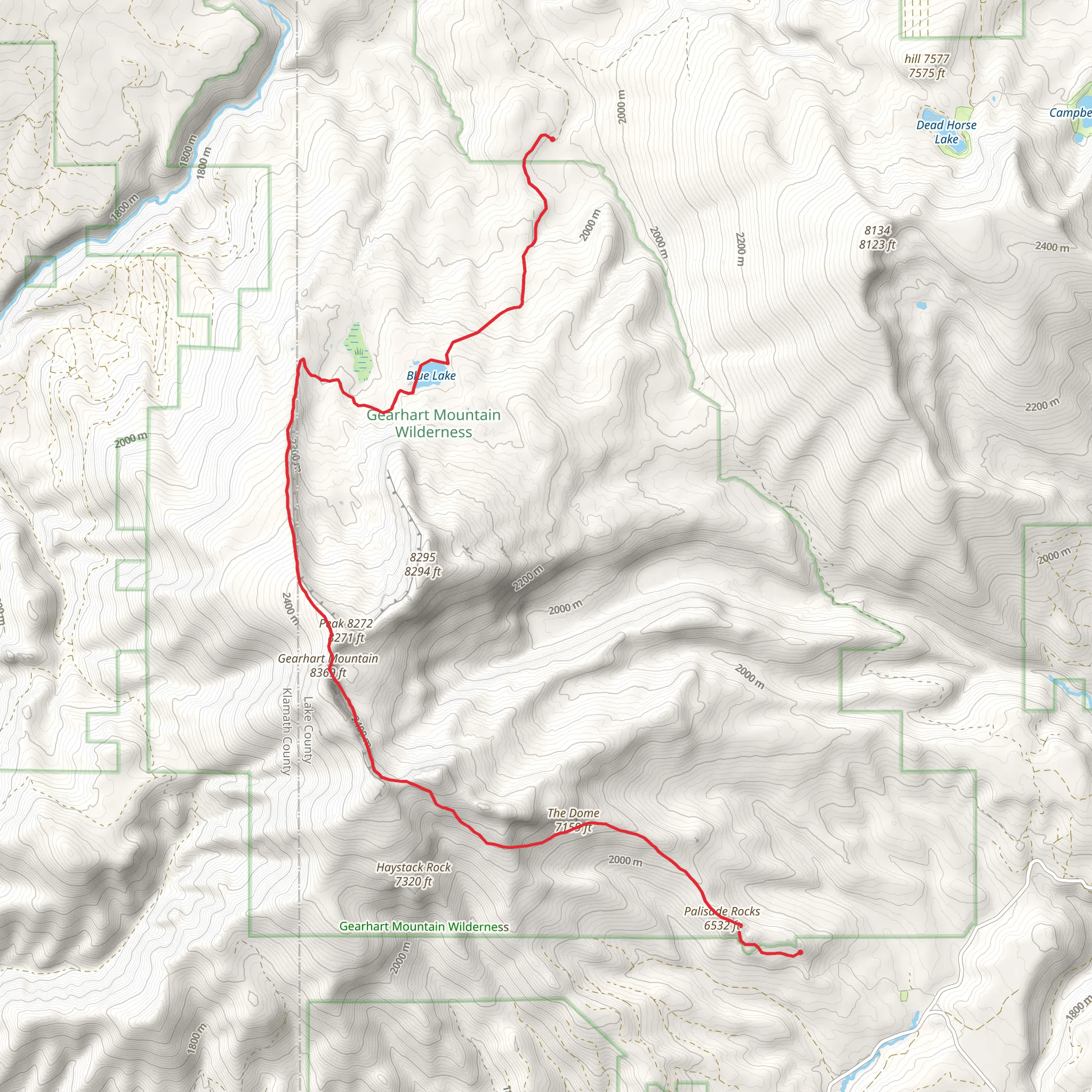 Gearhart Mountain Trail mobile static map