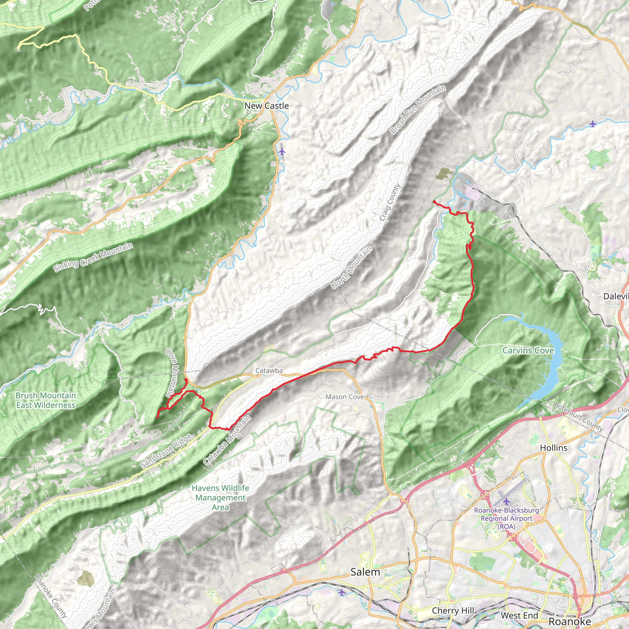 Dragon's Tooth and Appalachian Trail mobile static map