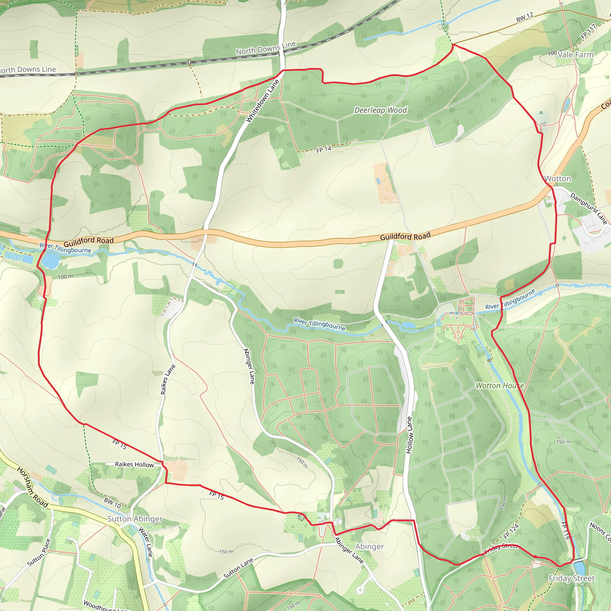 Friday Street, Abinger and Wotton Loop mobile static map