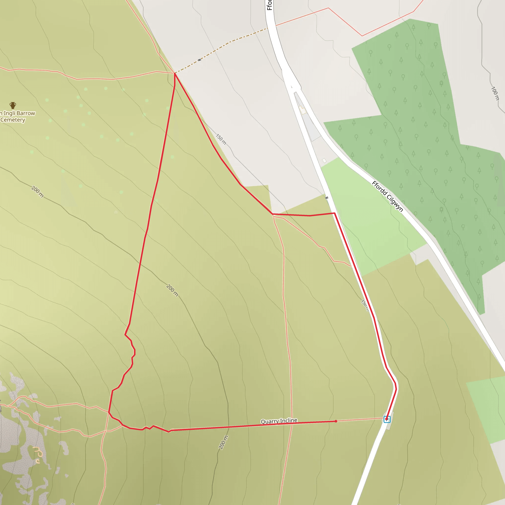 Carningli Lower Slopes - Short Trail mobile static map