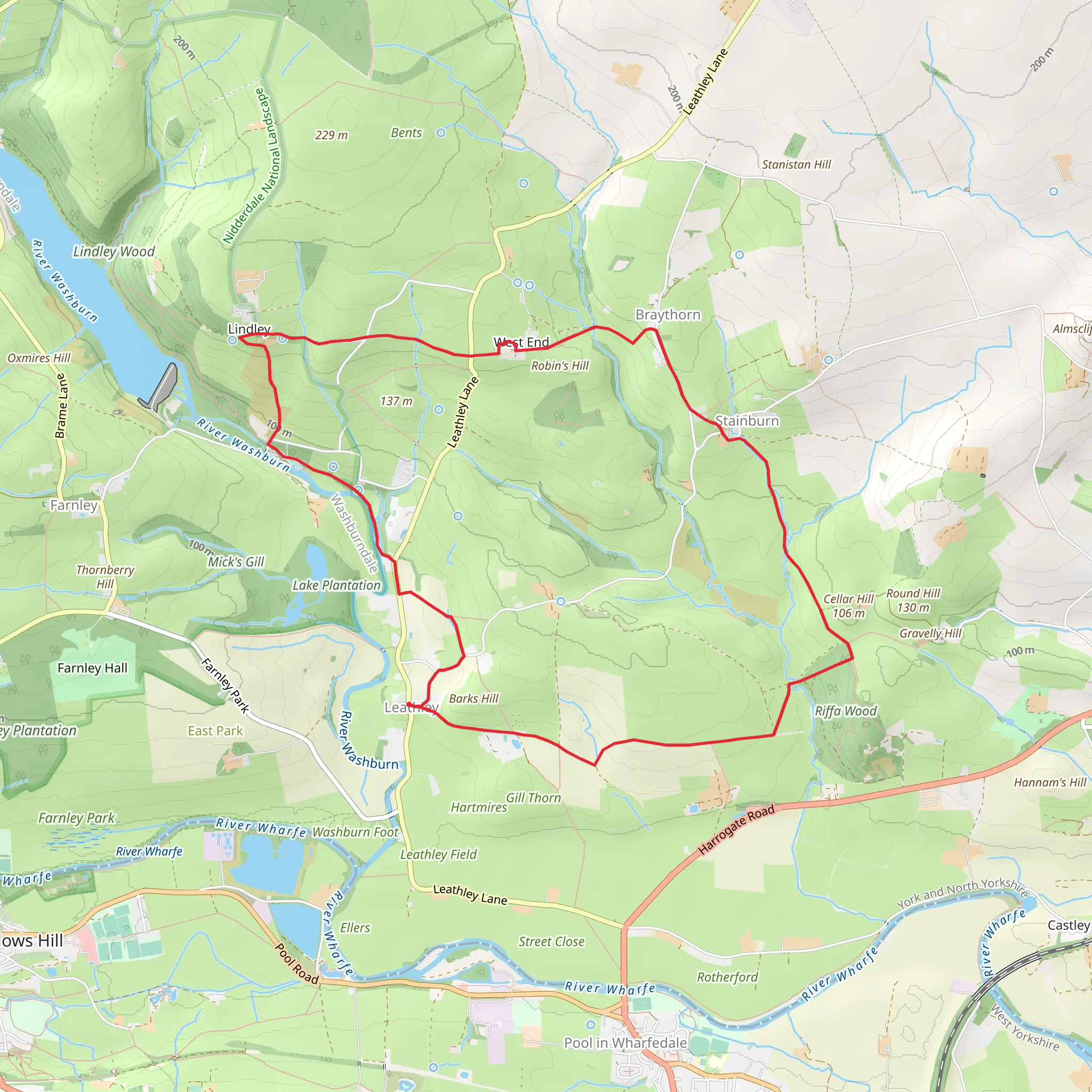 Leathley - Stainburn and Lindley mobile static map