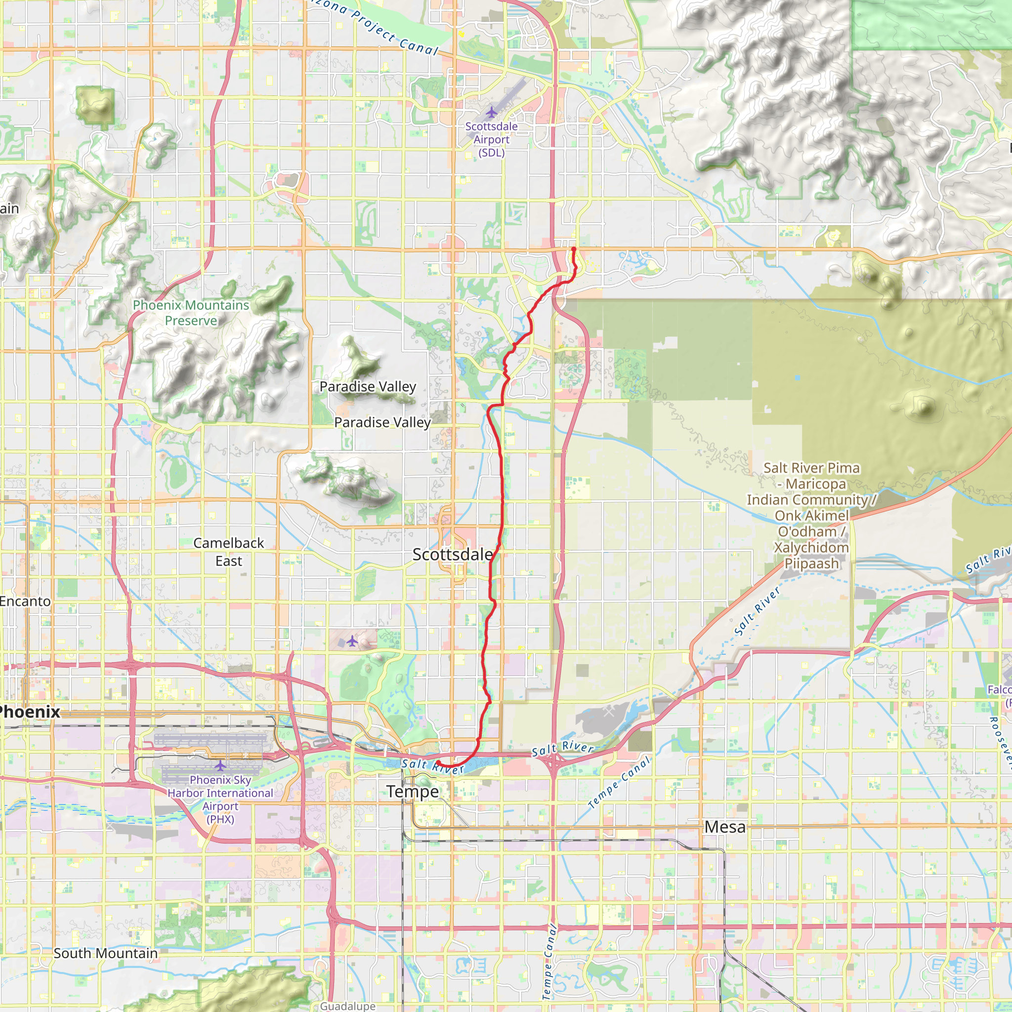 Camelback Walk and Tempe Greenbelt mobile static map