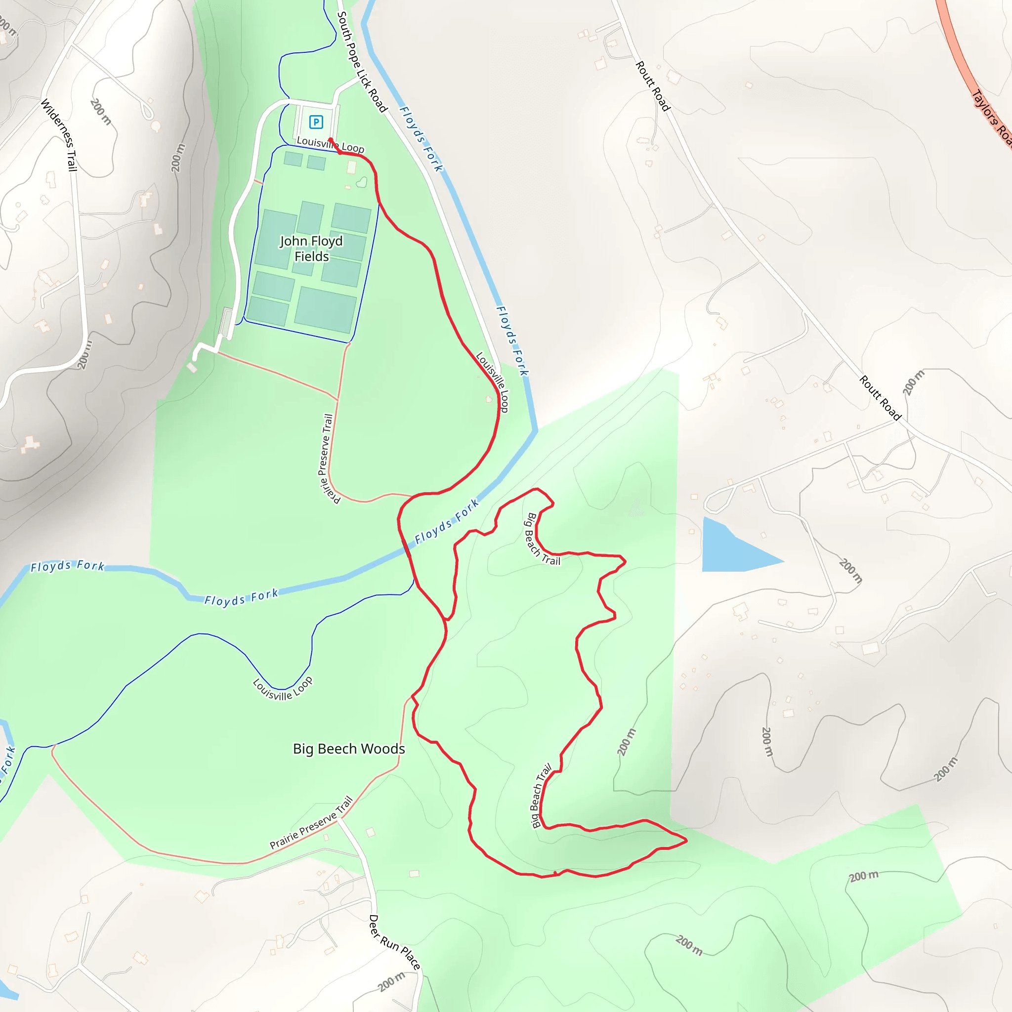 Big Beach Trail from John Floyd Fields mobile static map