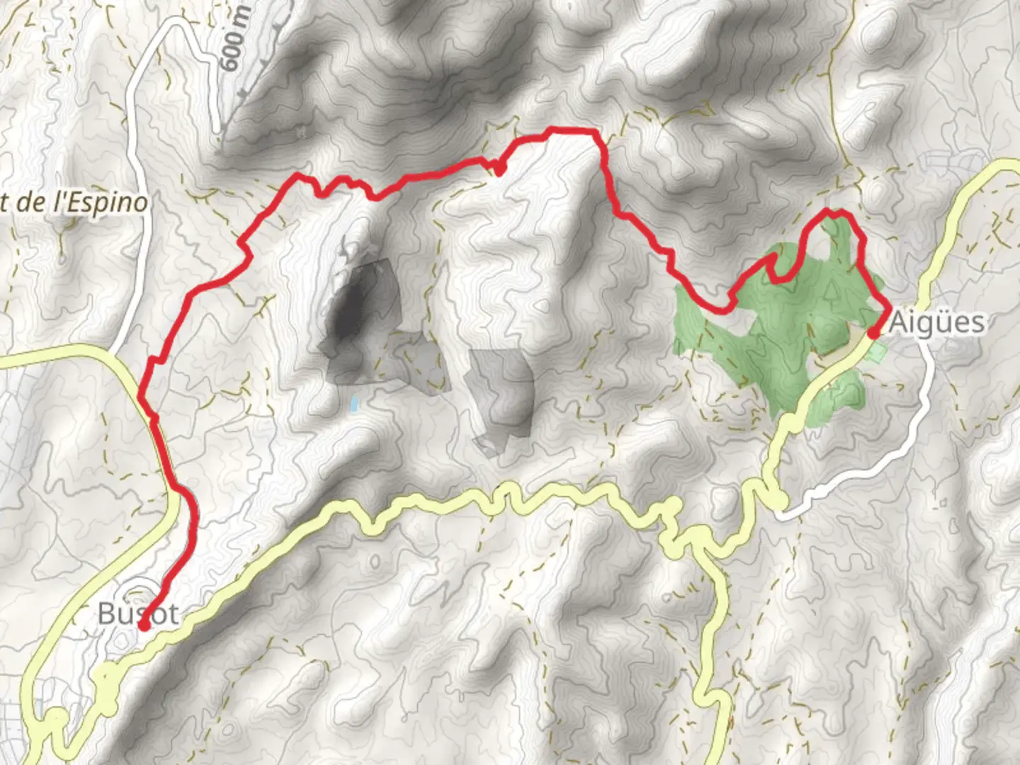 An image depicting the trail Aigües per Barranc del Barber PR CV 226 and its surrounding area.