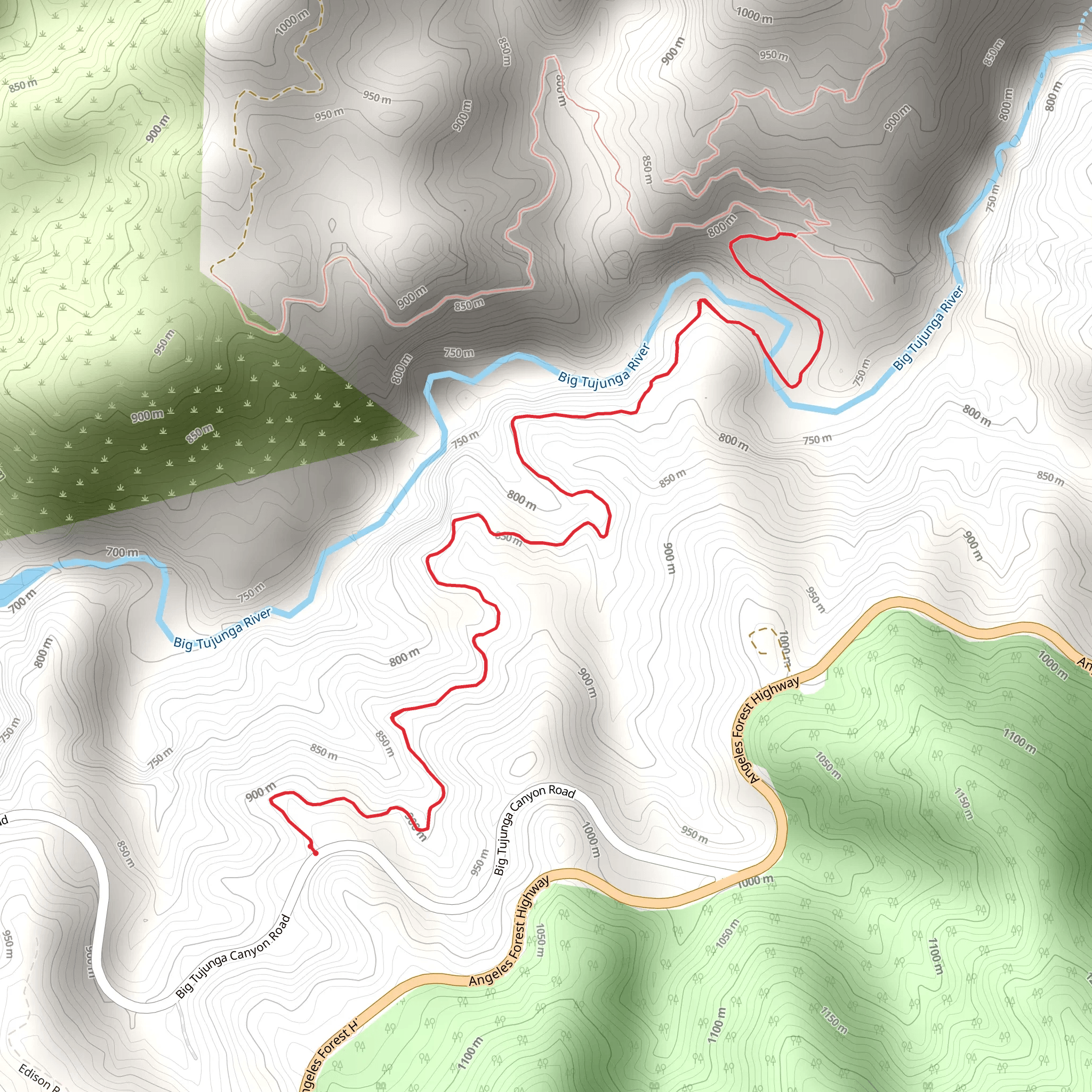 Big Tujunga River via Fall Creek Road mobile static map